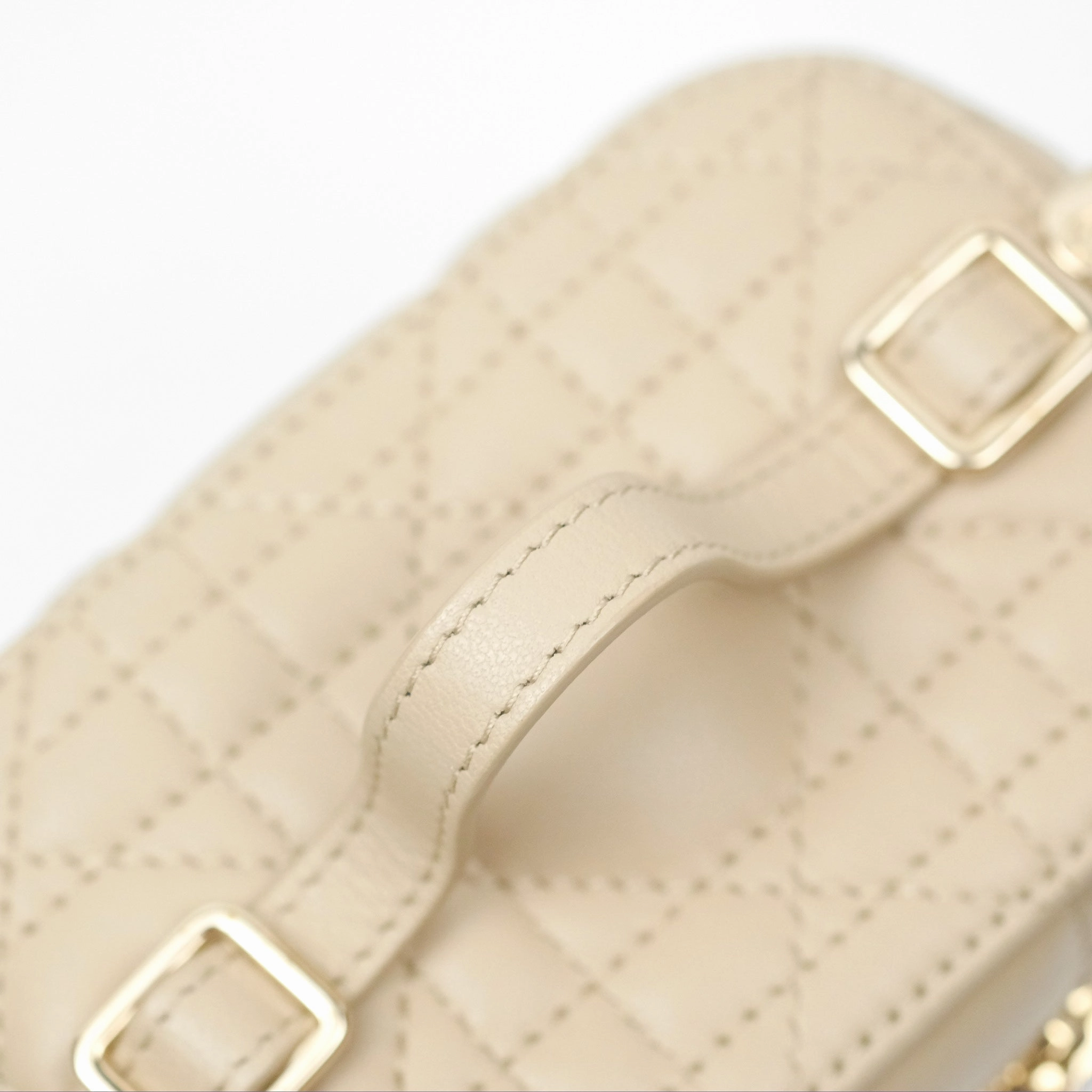 Christian Dior Micro Lady Dior Vanity Case Beige Cannage Lambskin