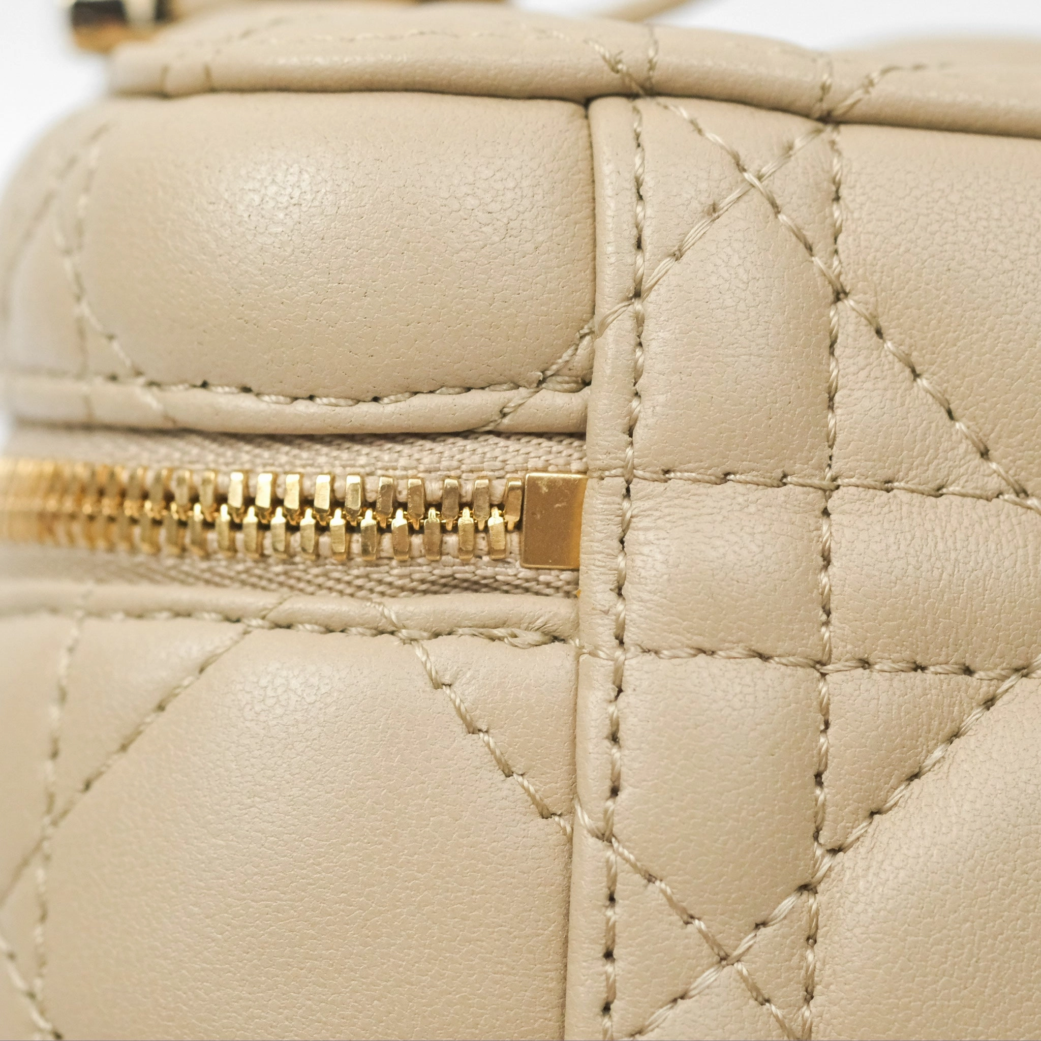 Christian Dior Micro Lady Dior Vanity Case Beige Cannage Lambskin