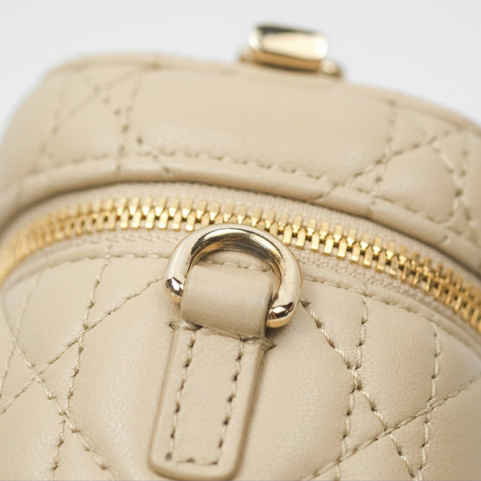 Christian Dior Micro Lady Dior Vanity Case Beige Cannage Lambskin