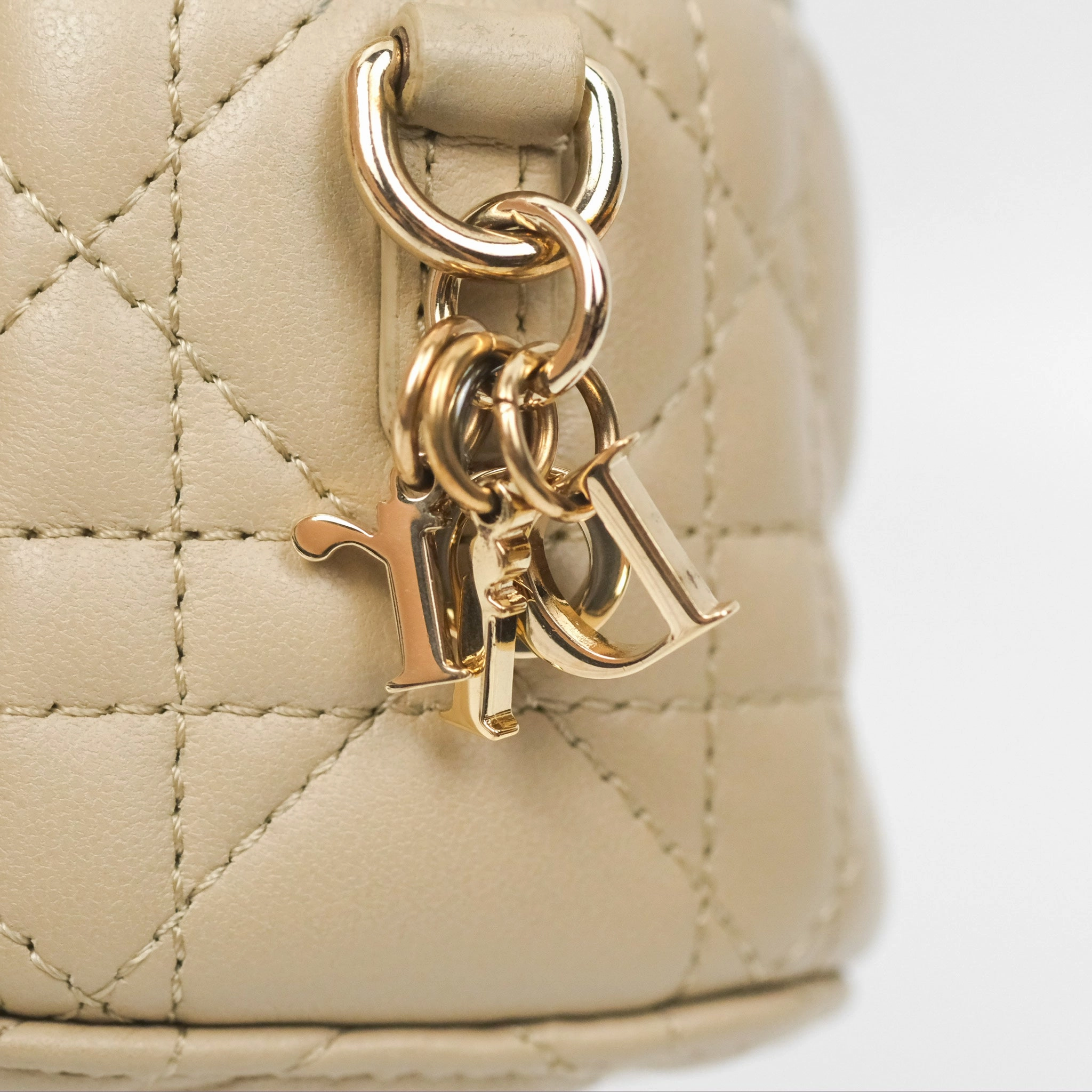 Christian Dior Micro Lady Dior Vanity Case Beige Cannage Lambskin