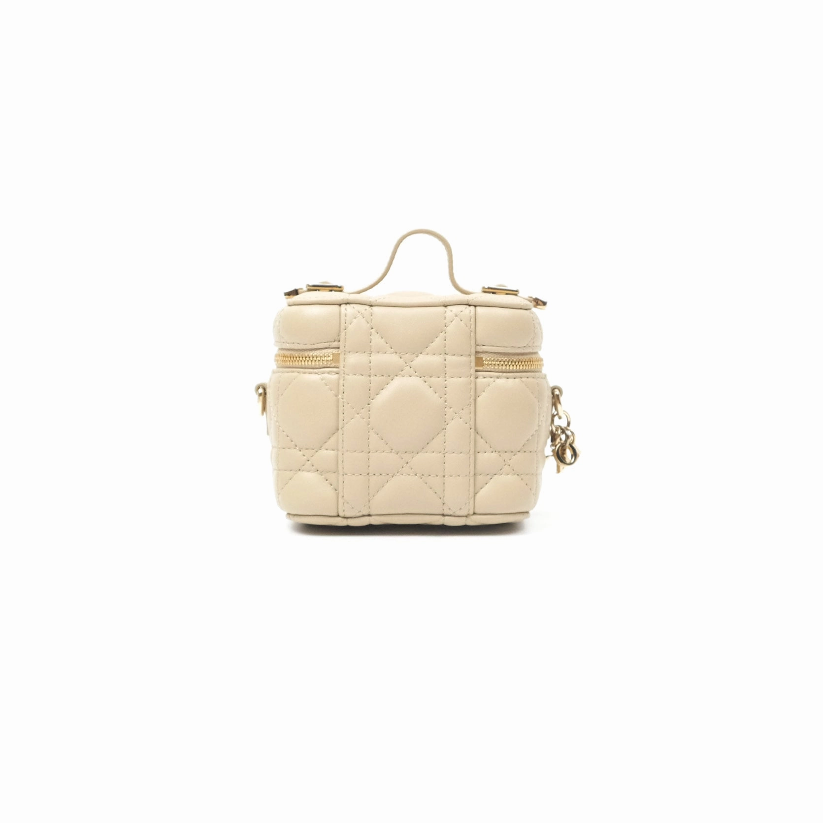 Christian Dior Micro Lady Dior Vanity Case Beige Cannage Lambskin