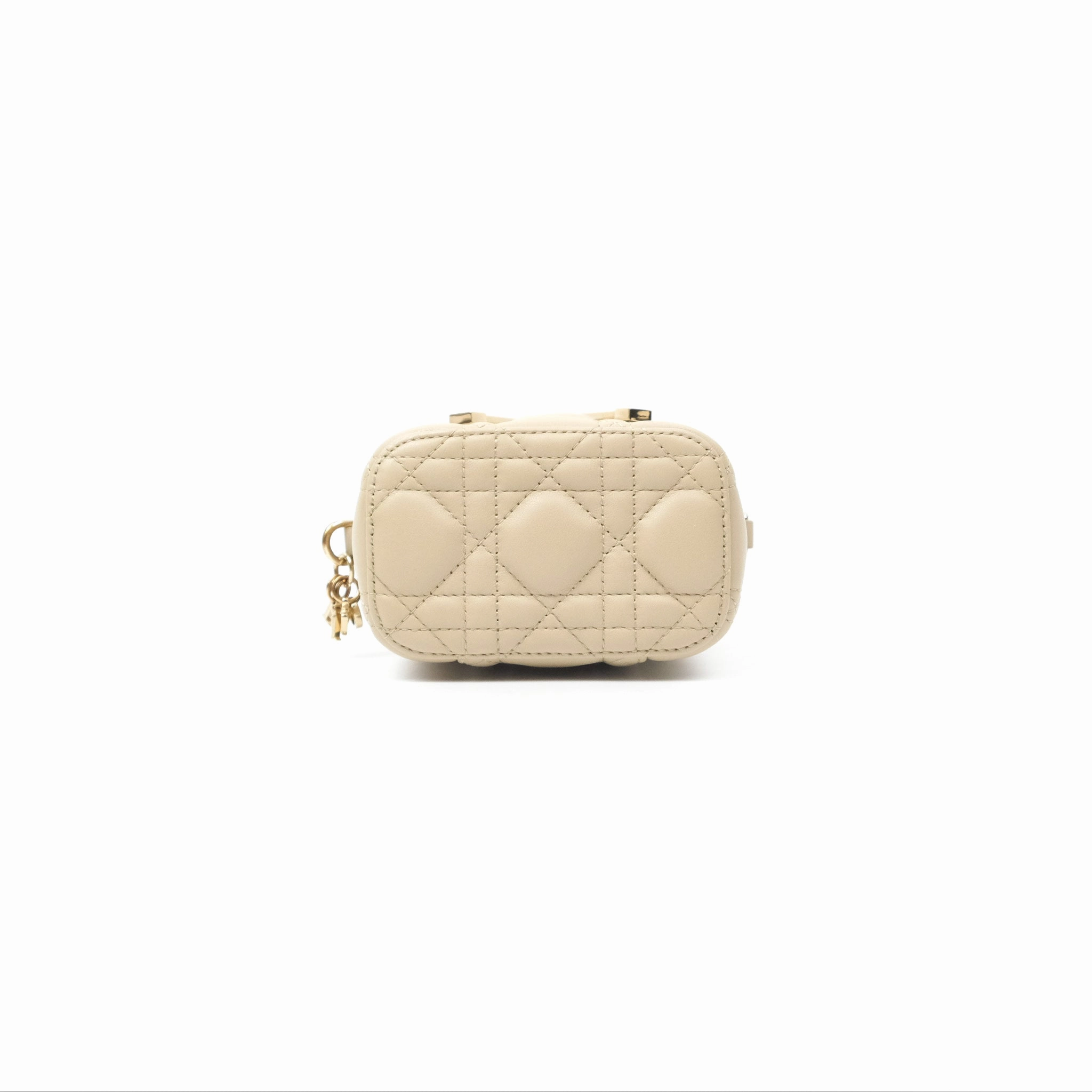 Christian Dior Micro Lady Dior Vanity Case Beige Cannage Lambskin