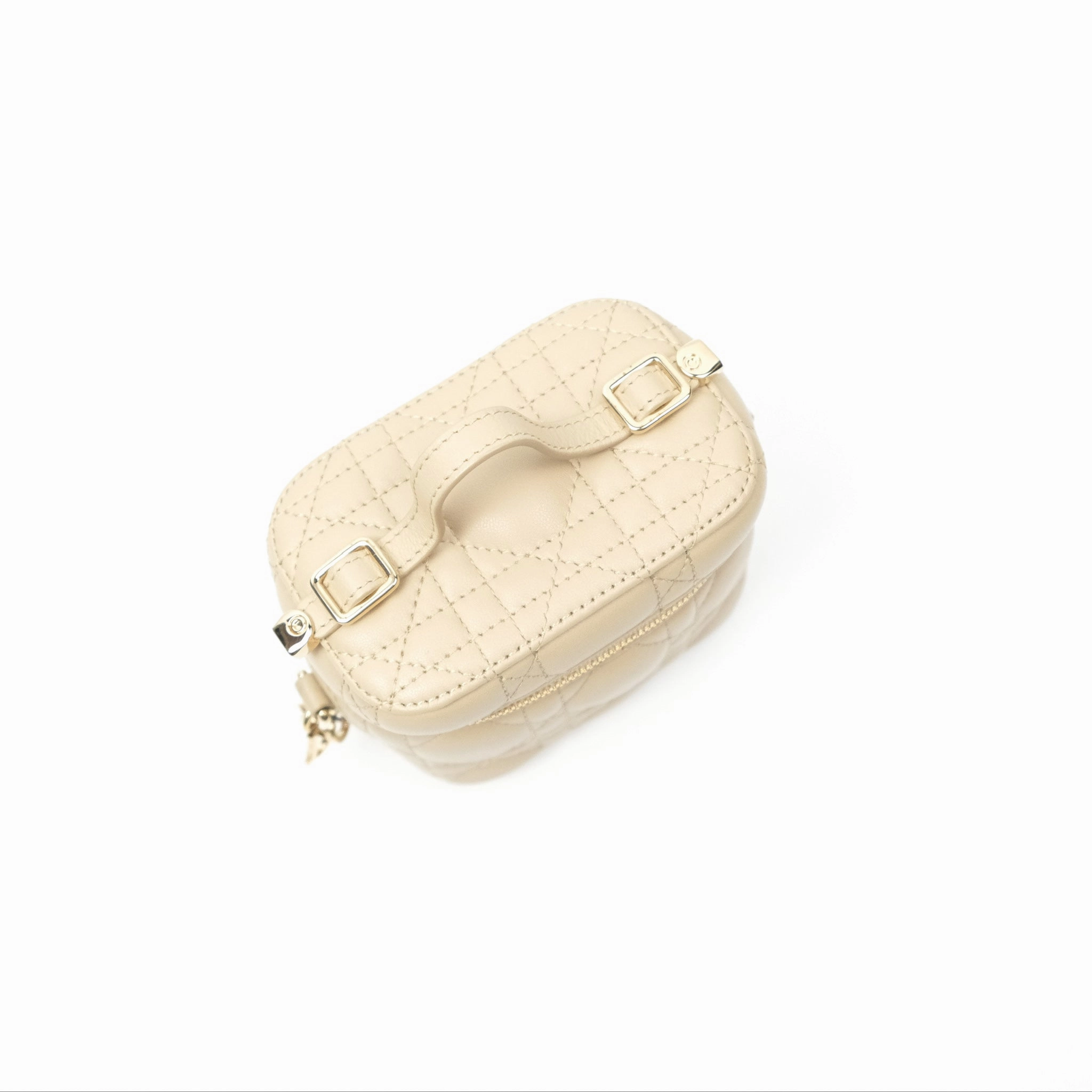 Christian Dior Micro Lady Dior Vanity Case Beige Cannage Lambskin
