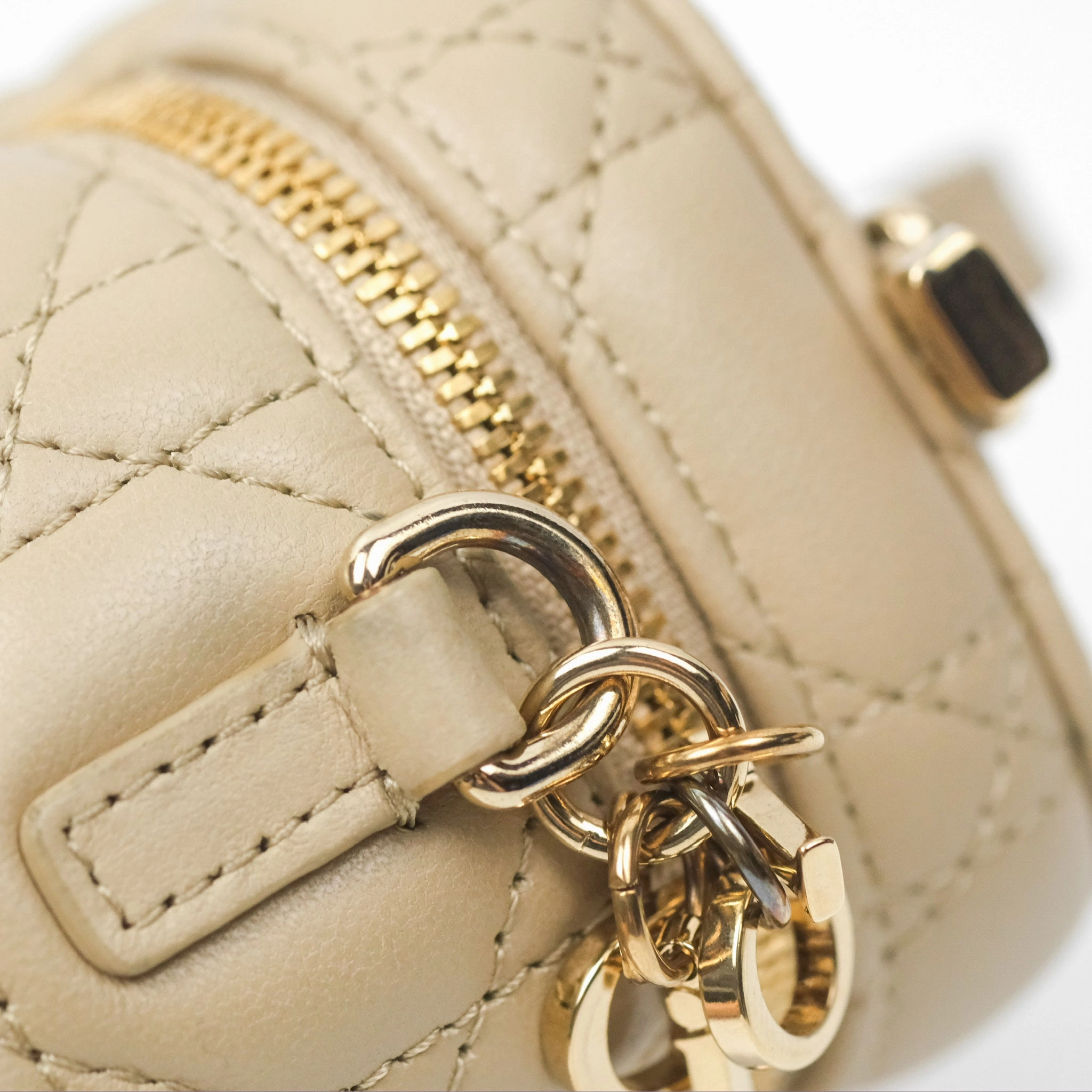 Christian Dior Micro Lady Dior Vanity Case Beige Cannage Lambskin