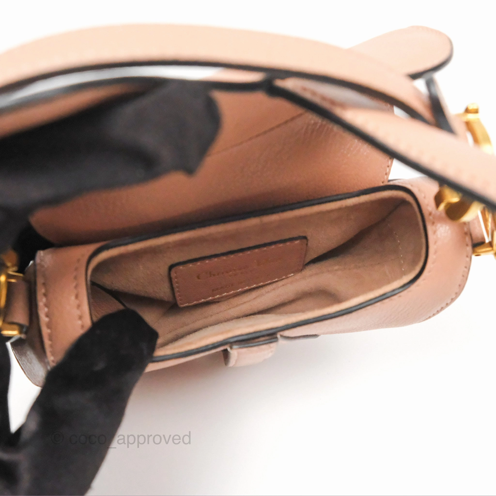 Christian Dior Micro Saddle Bag Rose des Vents Goatskin Gold Hardware