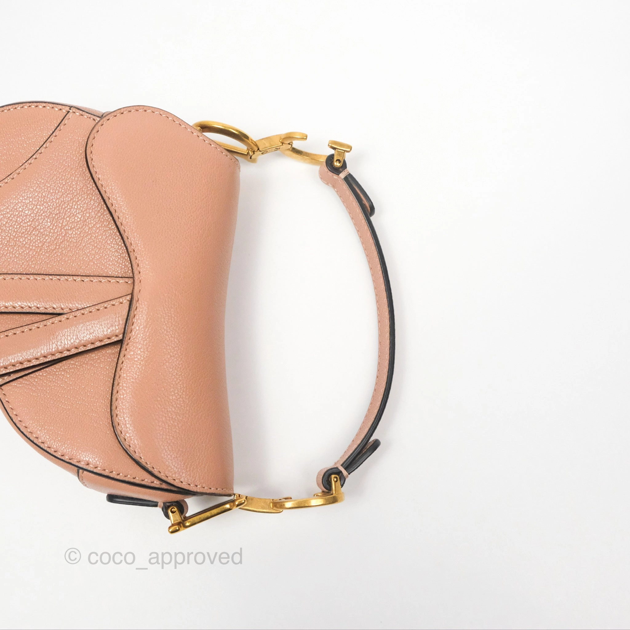 Christian Dior Micro Saddle Bag Rose des Vents Goatskin Gold Hardware
