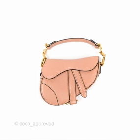 Christian Dior Micro Saddle Bag Rose des Vents Goatskin Gold Hardware