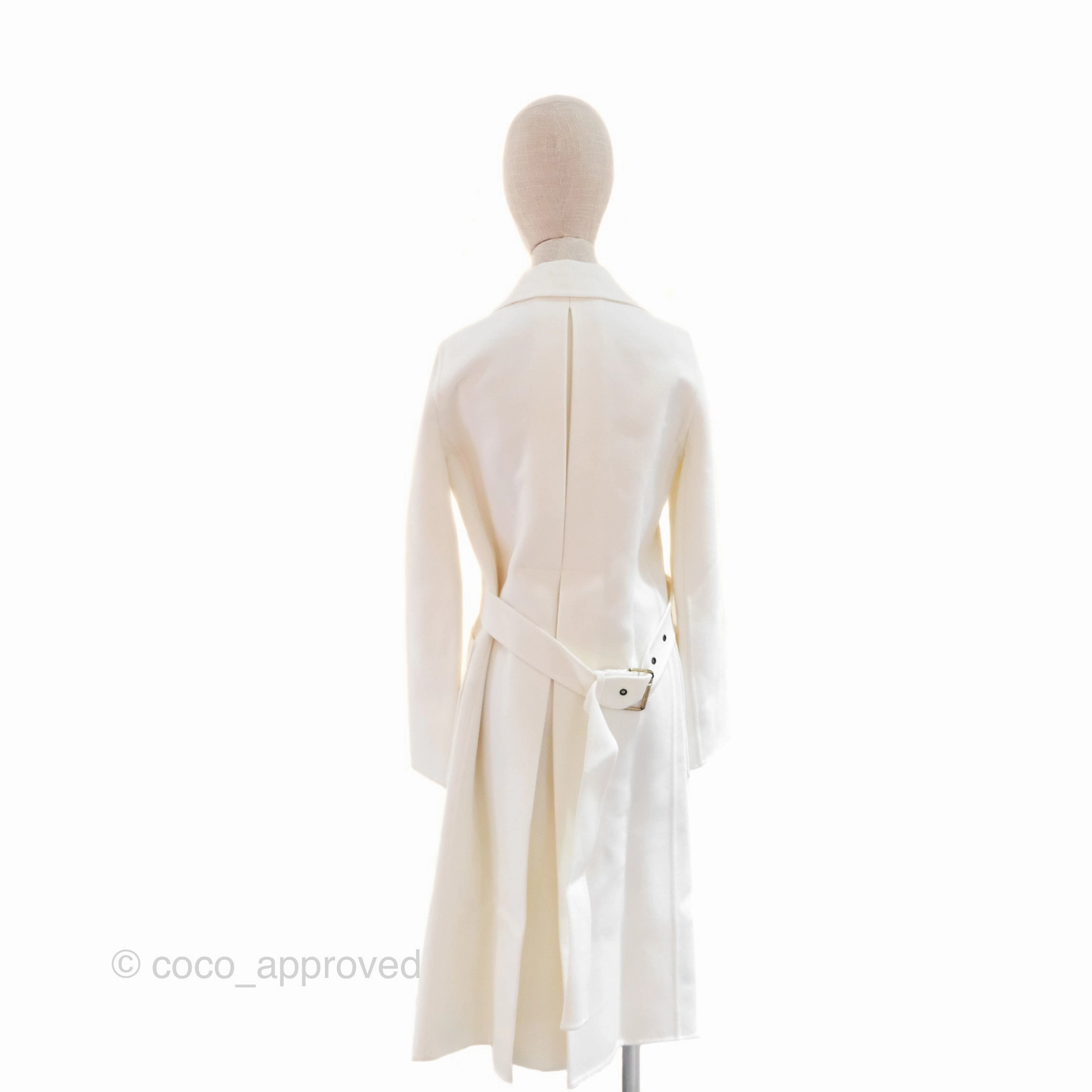 Christian Dior Mid-Length Belted Coat Ivory Size 34
