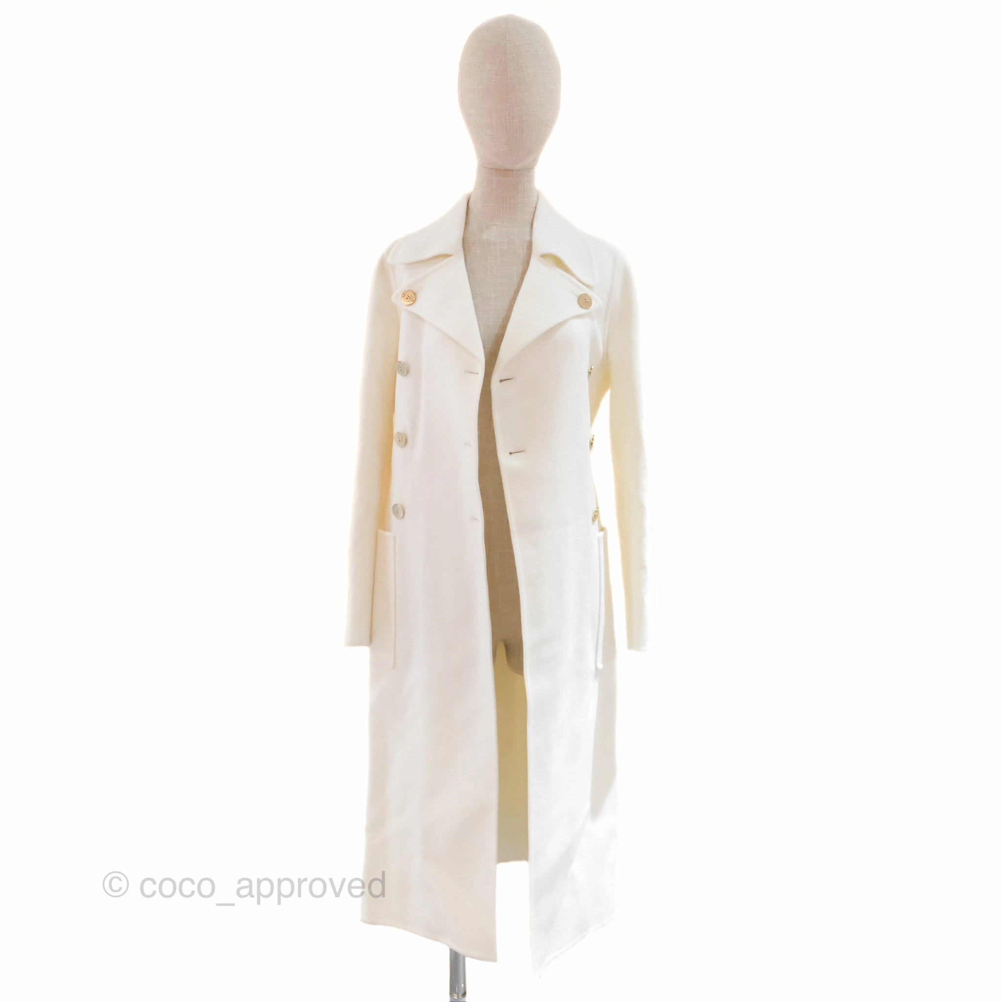 Christian Dior Mid-Length Belted Coat Ivory Size 34