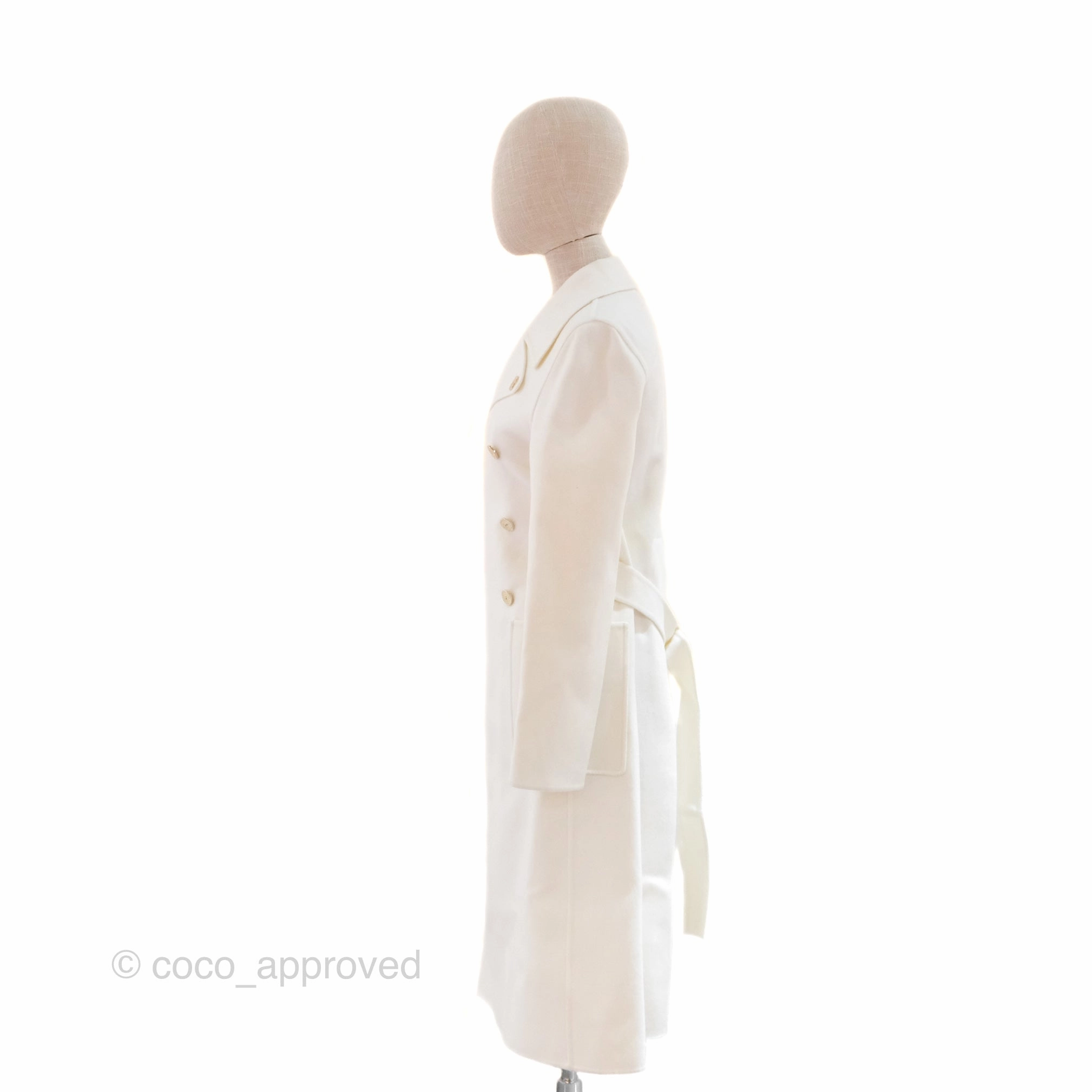 Christian Dior Mid-Length Belted Coat Ivory Size 34