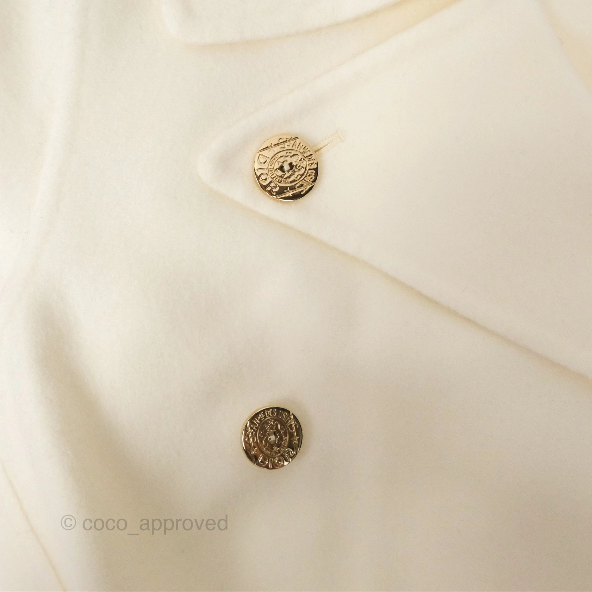 Christian Dior Mid-Length Belted Coat Ivory Size 34