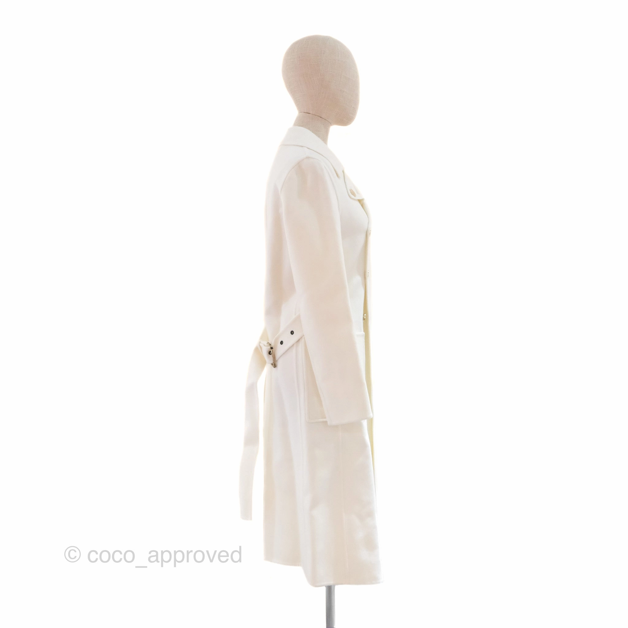 Christian Dior Mid-Length Belted Coat Ivory Size 34