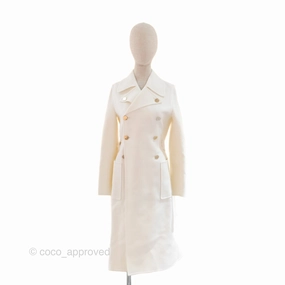 Christian Dior Mid-Length Belted Coat Ivory Size 34