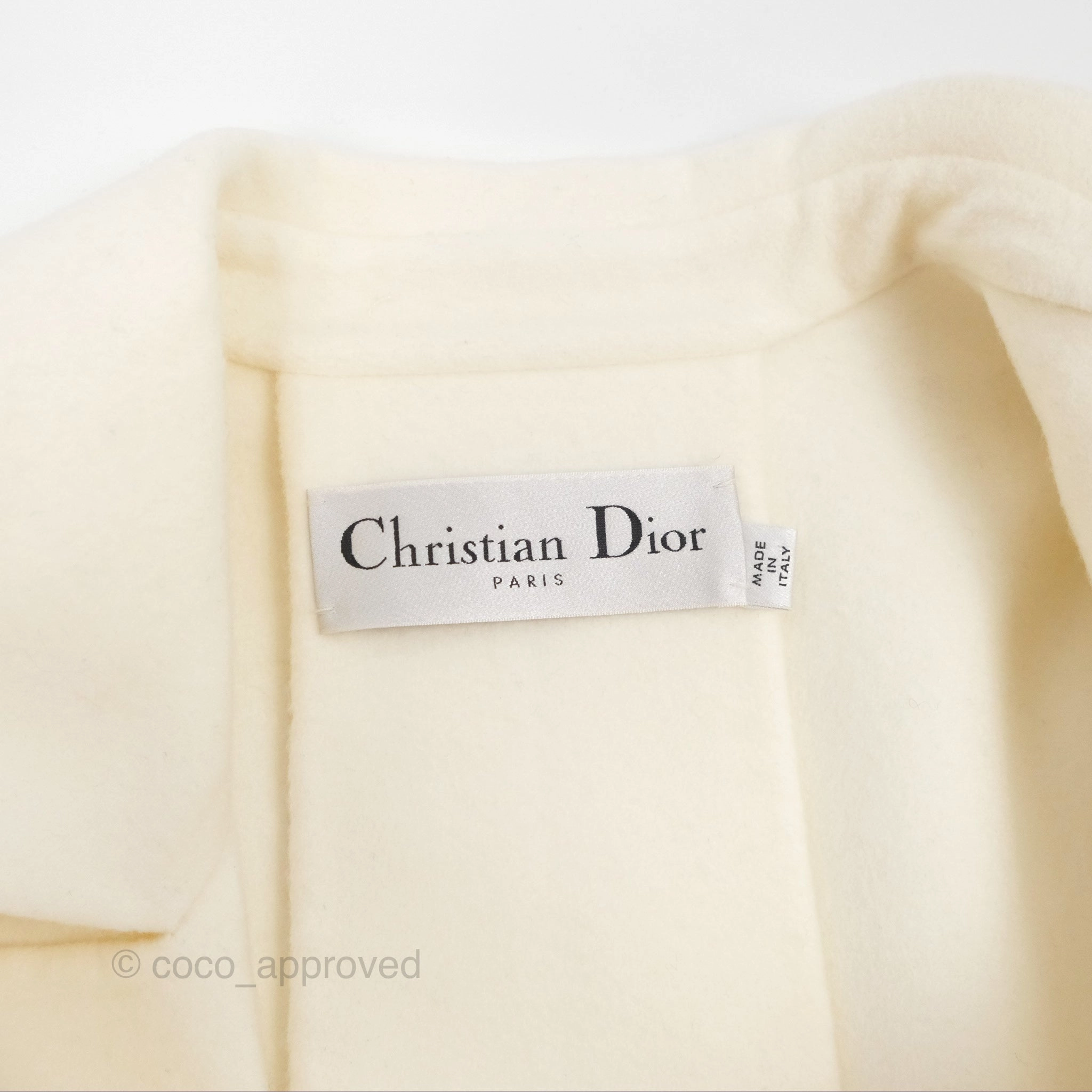 Christian Dior Mid-Length Belted Coat Ivory Size 34