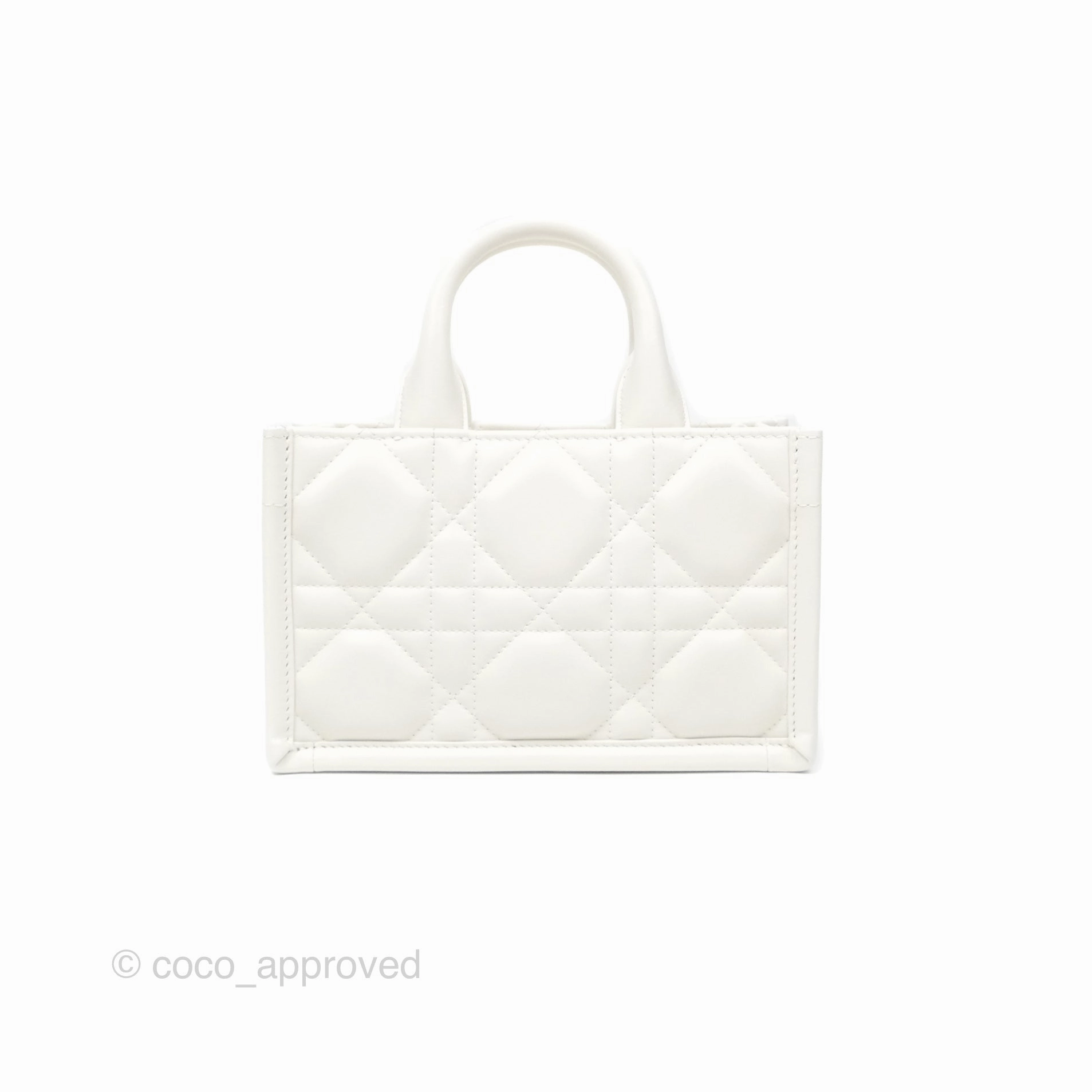 Christian Dior Mini Dior Book Tote Latte Macrocannage Calfskin Gold Hardware