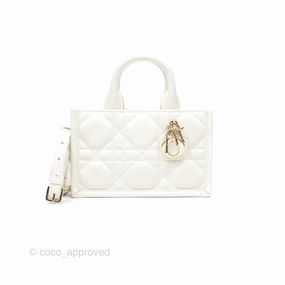 Christian Dior Mini Dior Book Tote Latte Macrocannage Calfskin Gold Hardware