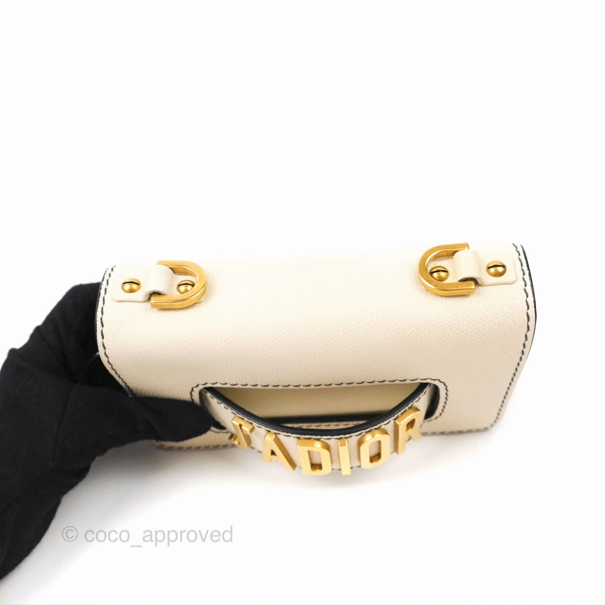 Christian Dior Mini J'Adior Chain Flap Bag White Grained Calfskin