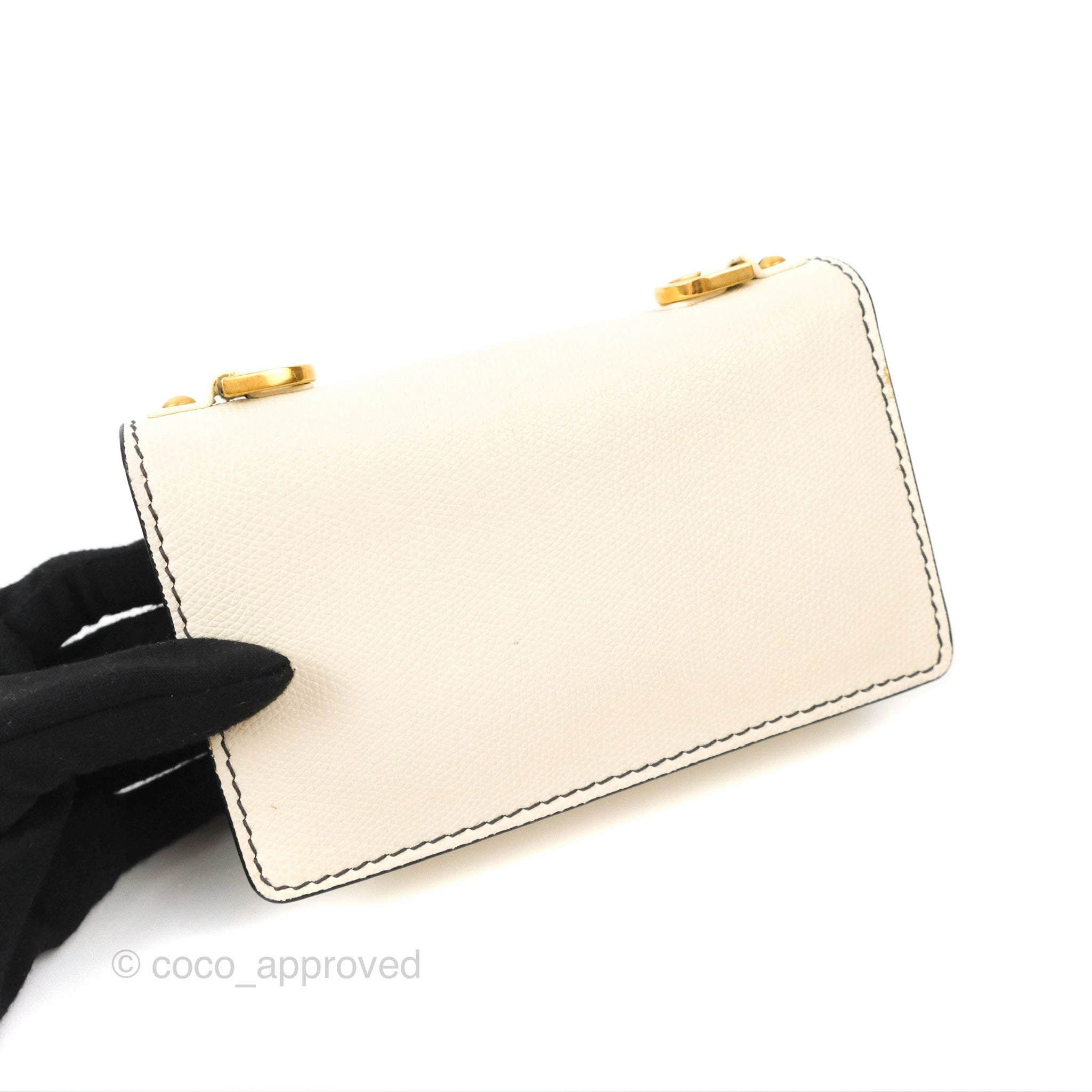 Christian Dior Mini J'Adior Chain Flap Bag White Grained Calfskin