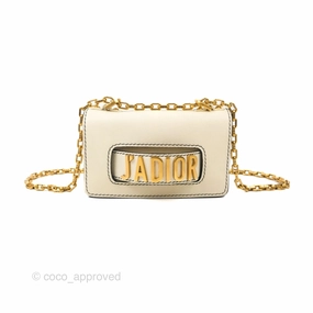 Christian Dior Mini J'Adior Chain Flap Bag White Grained Calfskin