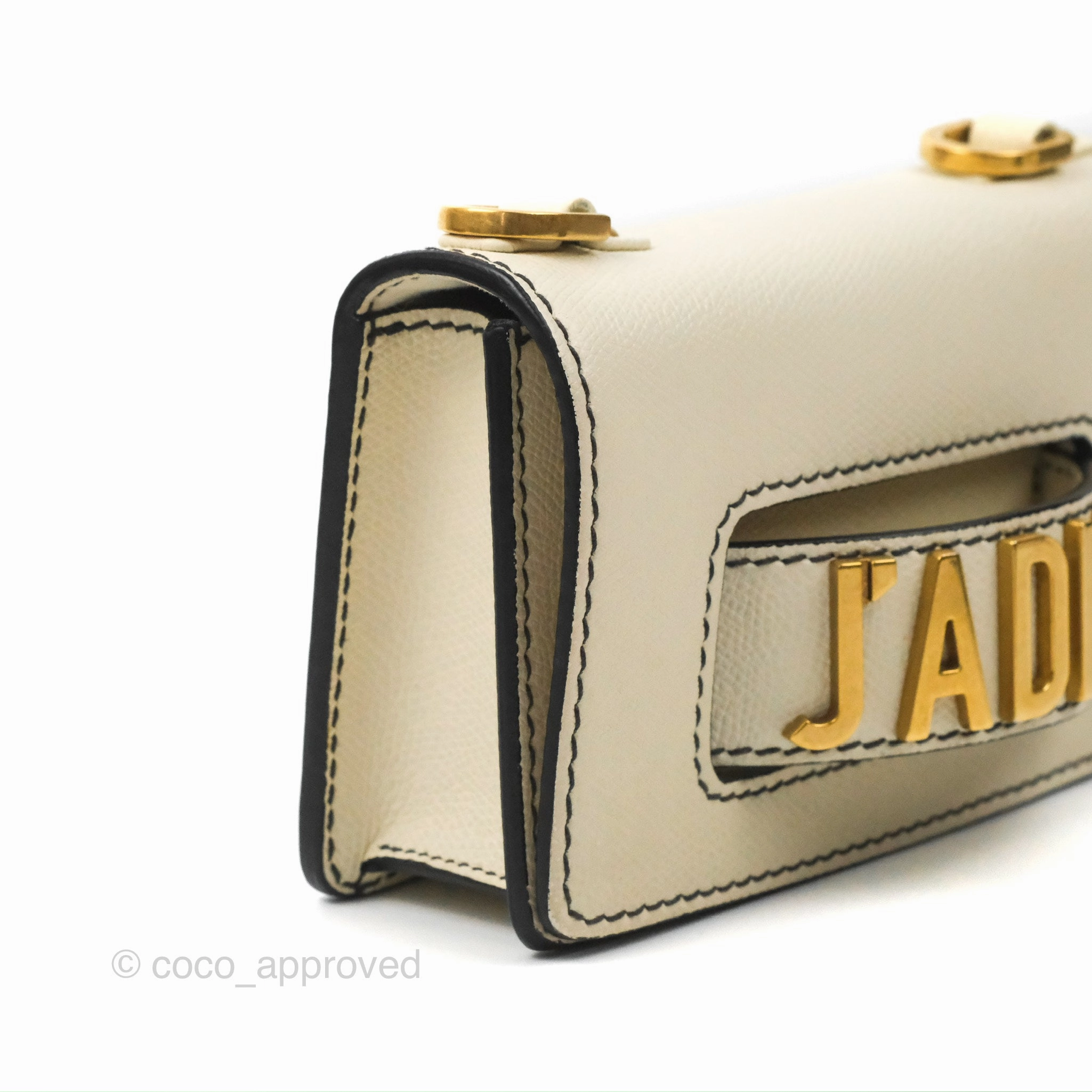 Christian Dior Mini J'Adior Chain Flap Bag White Grained Calfskin