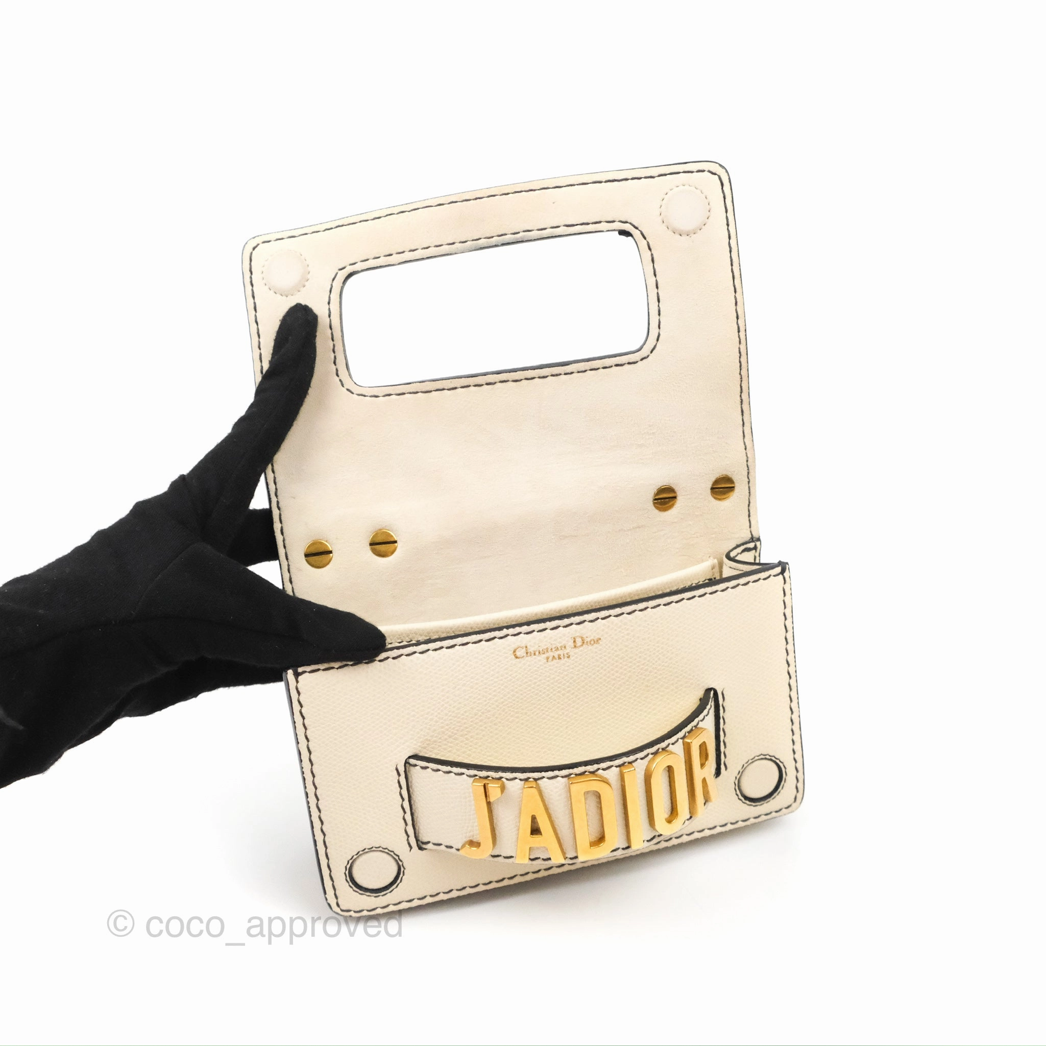 Christian Dior Mini J'Adior Chain Flap Bag White Grained Calfskin