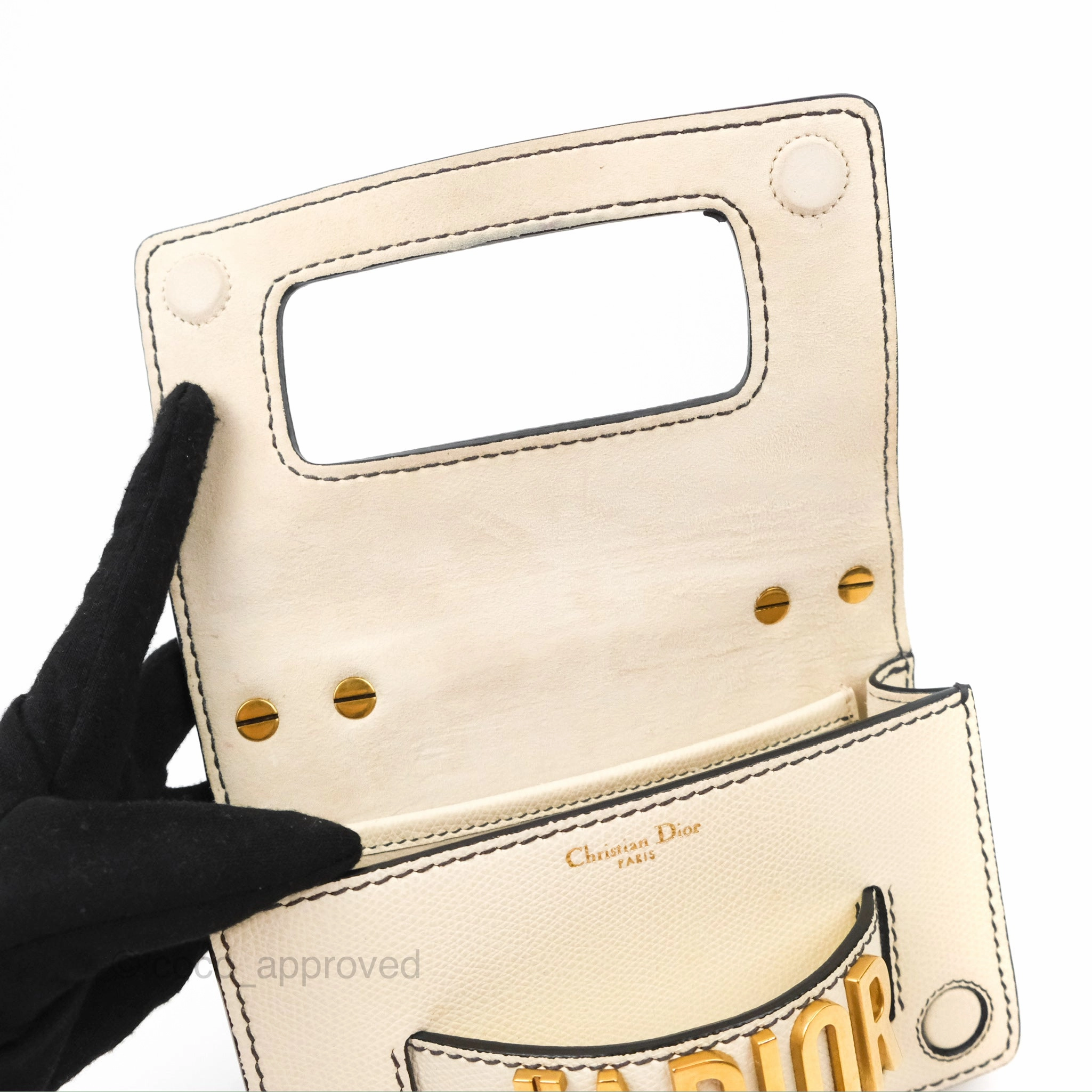 Christian Dior Mini J'Adior Chain Flap Bag White Grained Calfskin