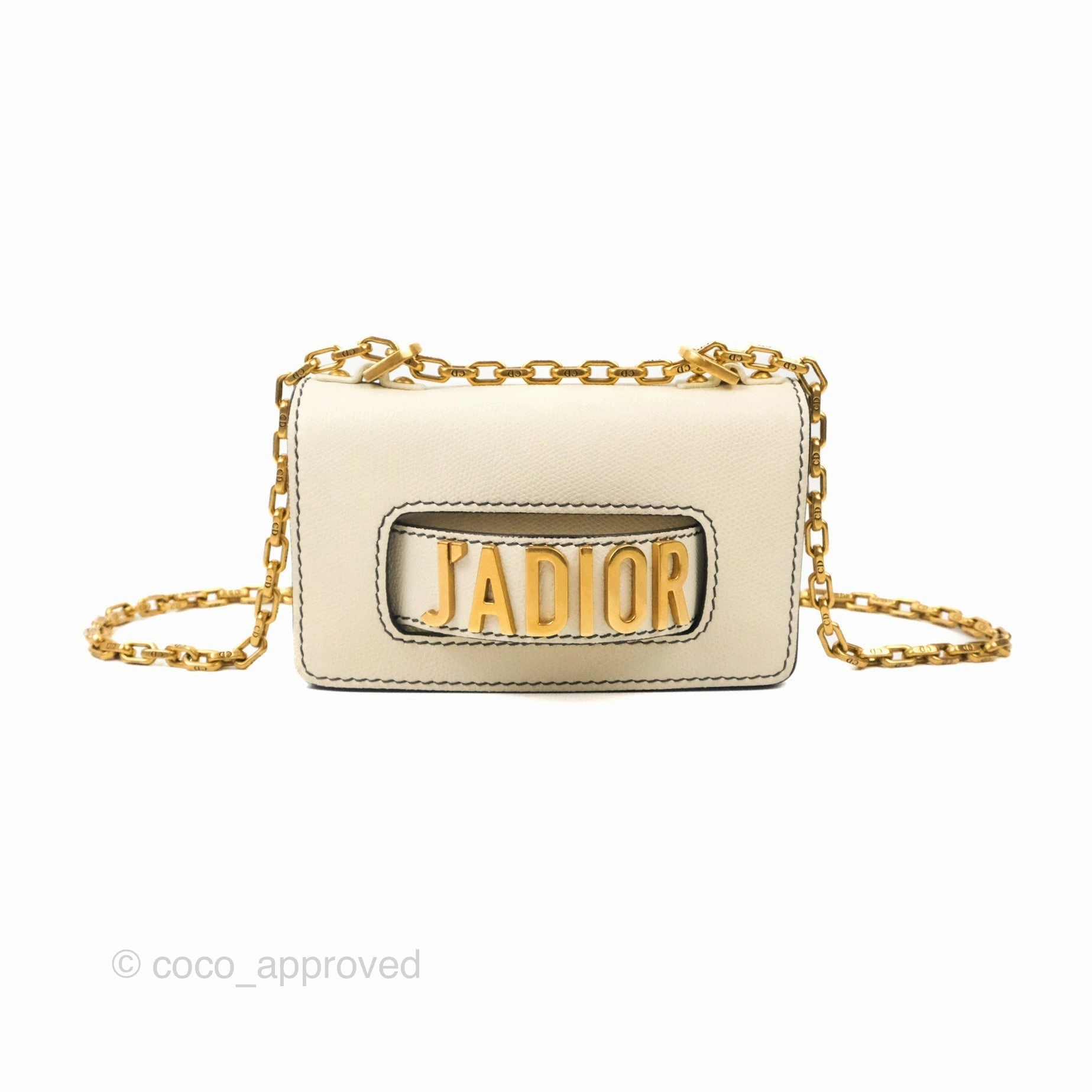 Christian Dior Mini J'Adior Chain Flap Bag White Grained Calfskin