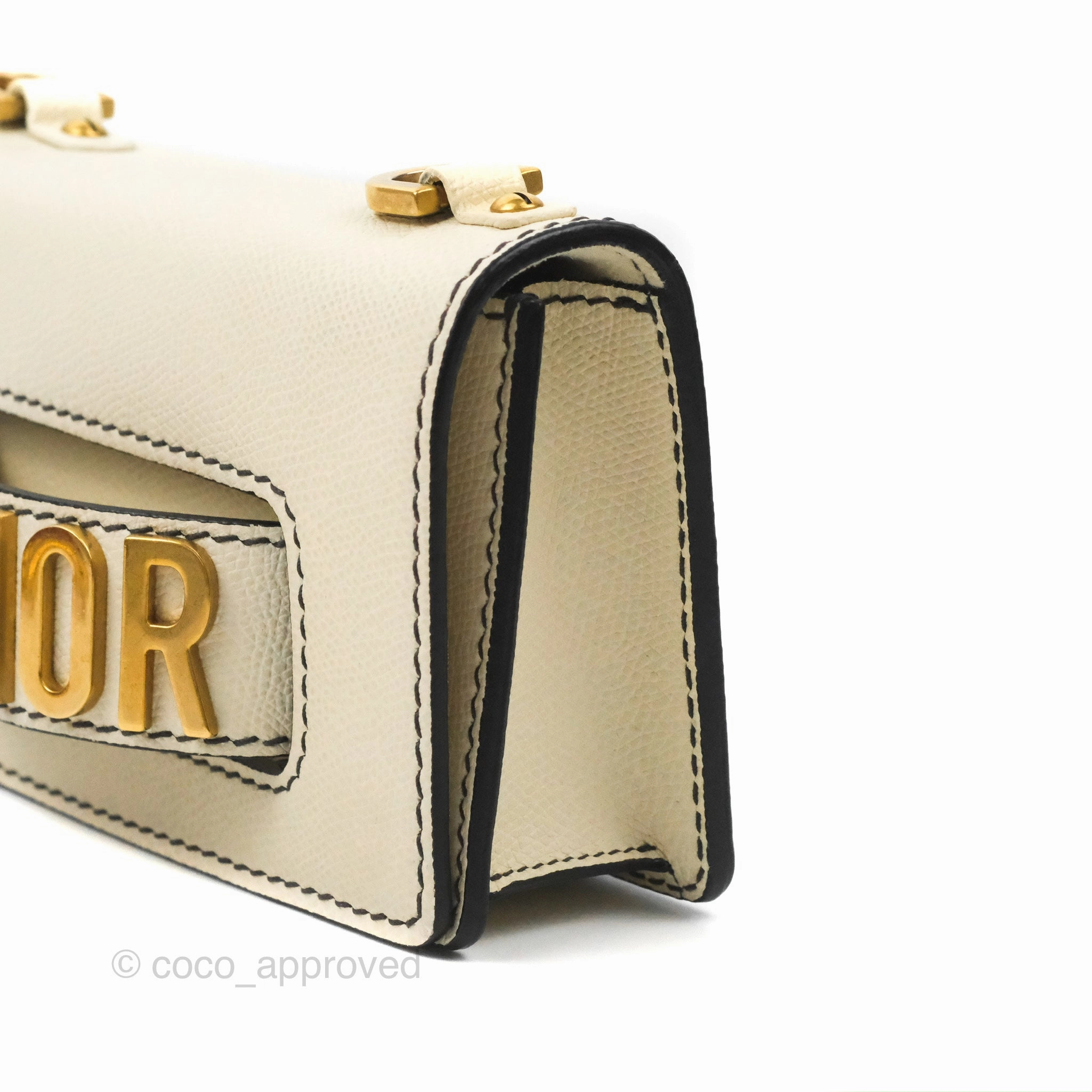 Christian Dior Mini J'Adior Chain Flap Bag White Grained Calfskin