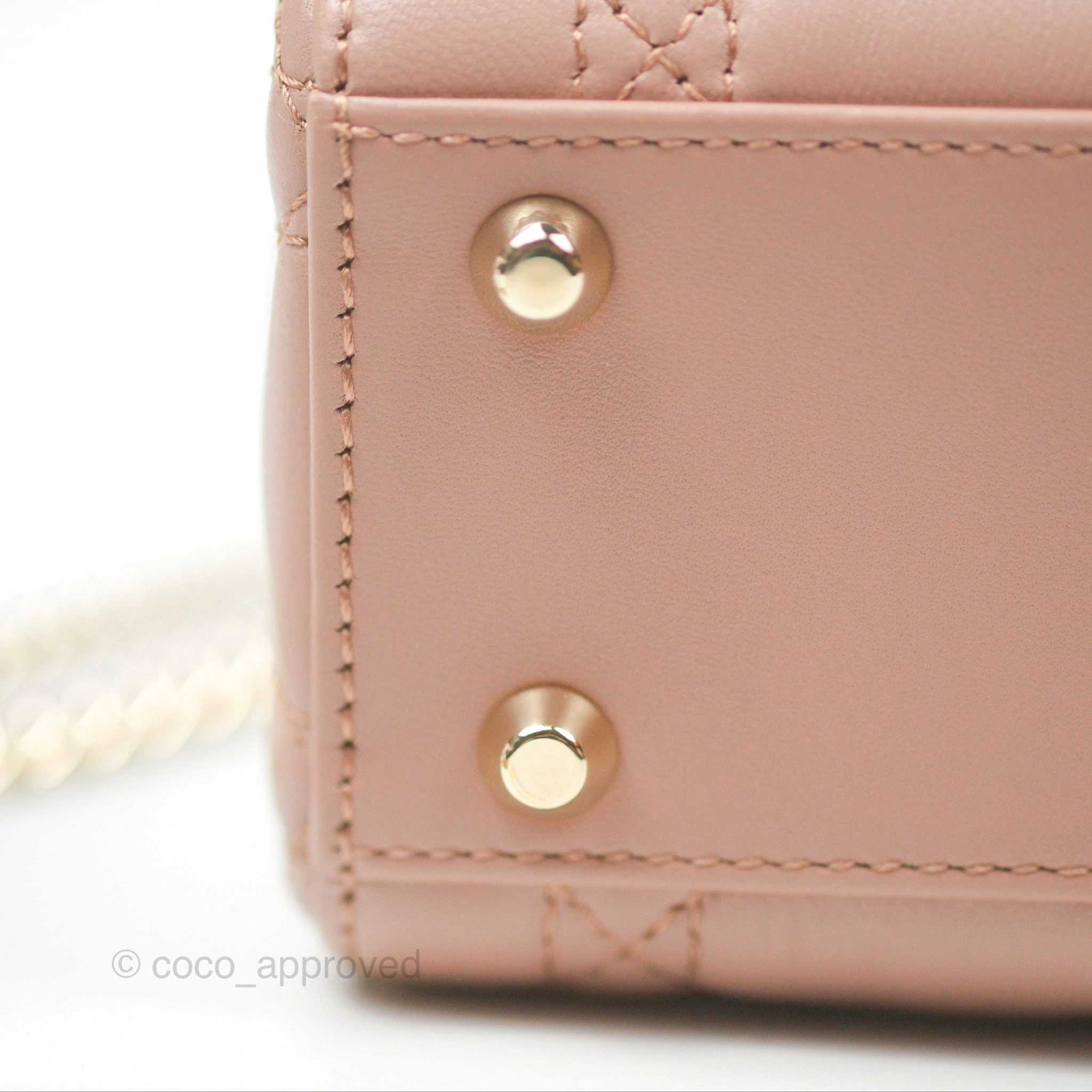 Christian Dior Mini Lady Dior Blush Cannage Lambskin Gold Hardware
