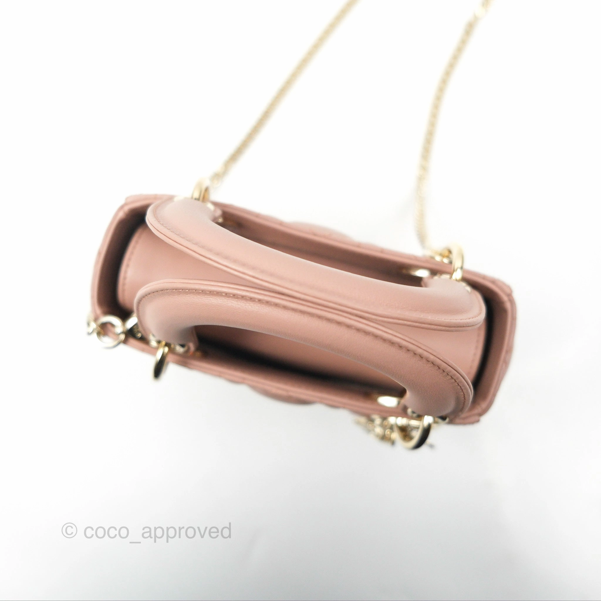 Christian Dior Mini Lady Dior Blush Cannage Lambskin Gold Hardware