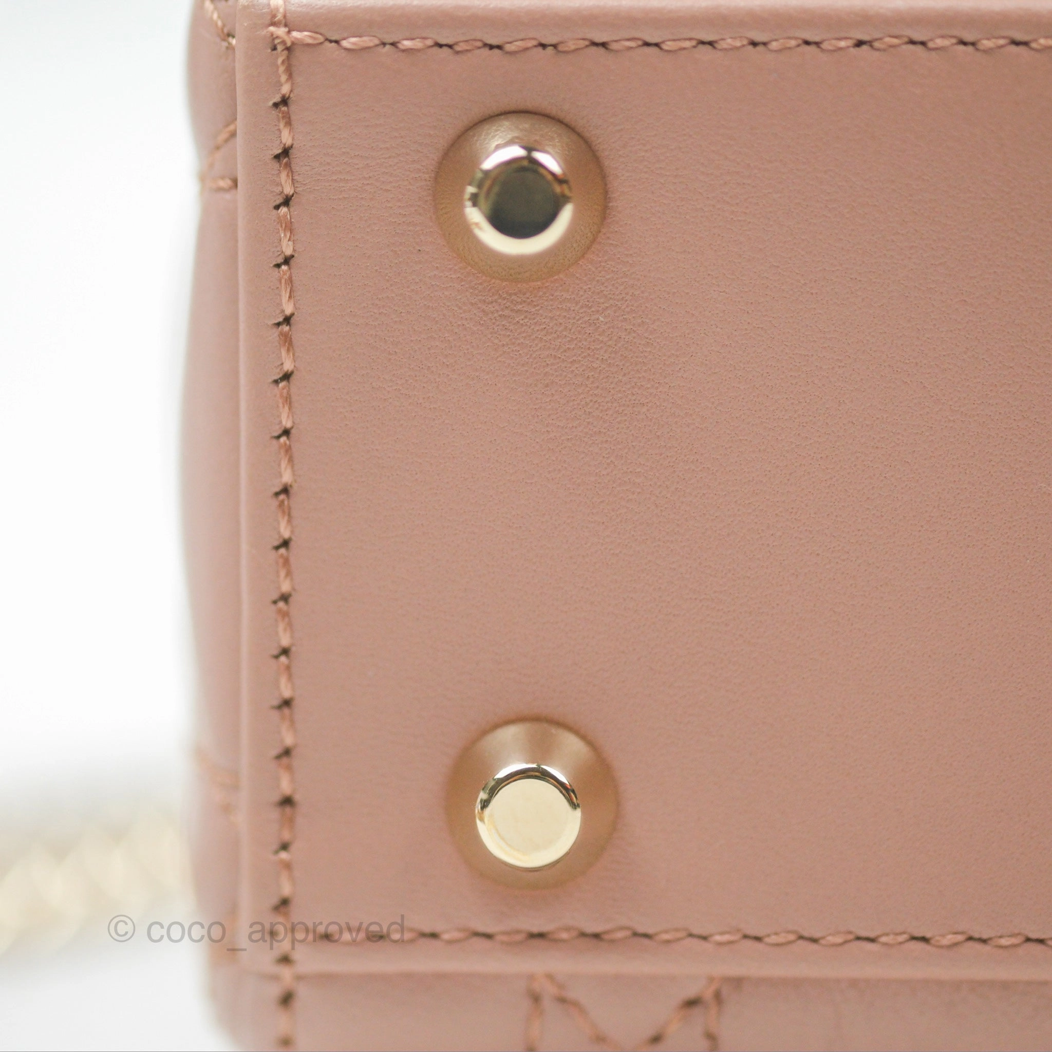 Christian Dior Mini Lady Dior Blush Cannage Lambskin Gold Hardware