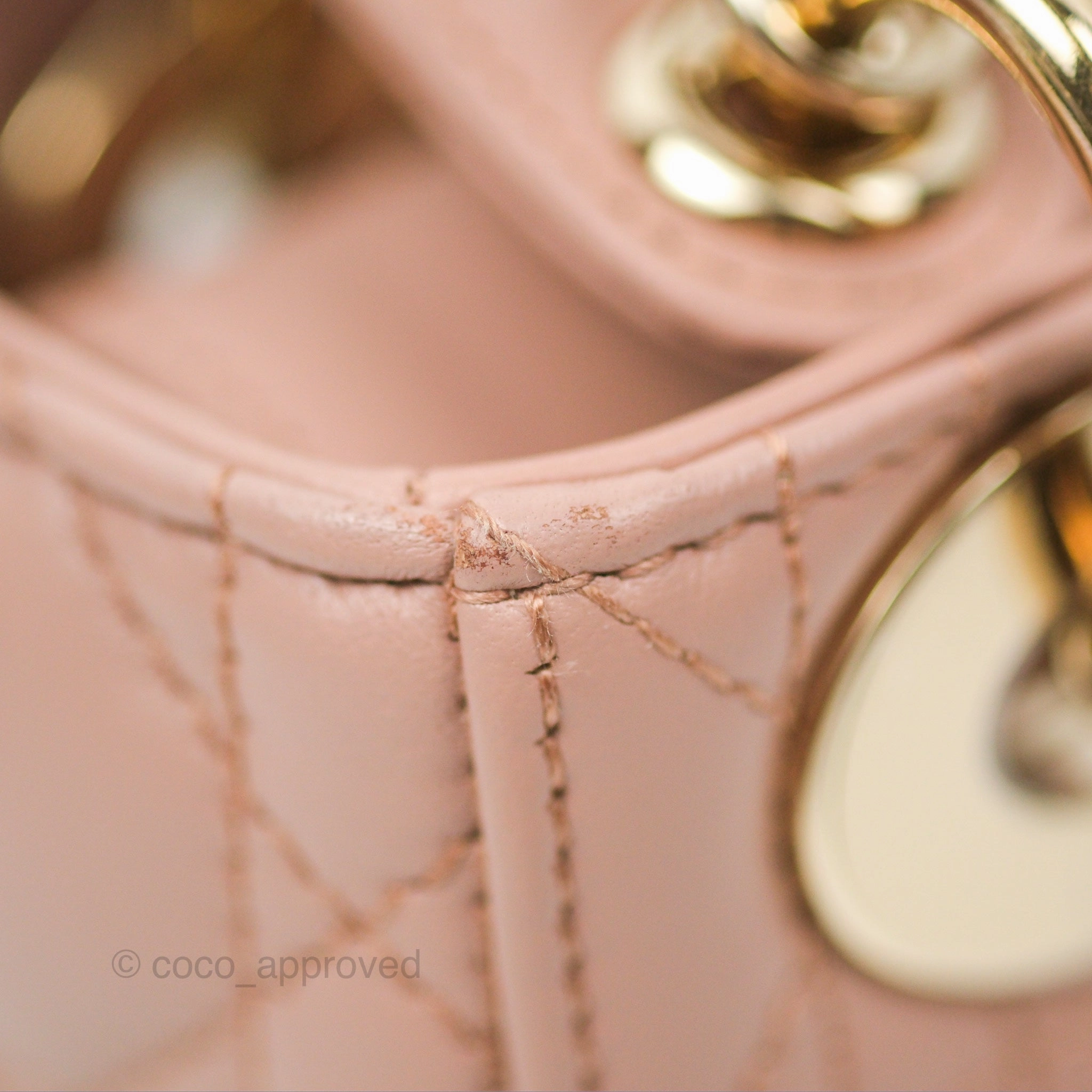 Christian Dior Mini Lady Dior Blush Cannage Lambskin Gold Hardware
