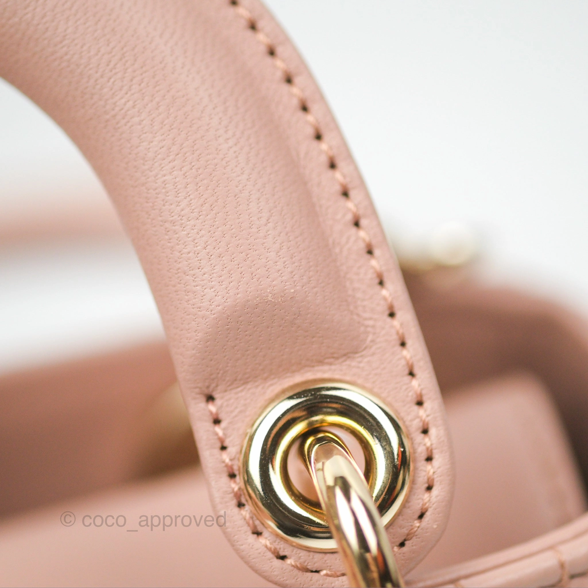 Christian Dior Mini Lady Dior Blush Cannage Lambskin Gold Hardware