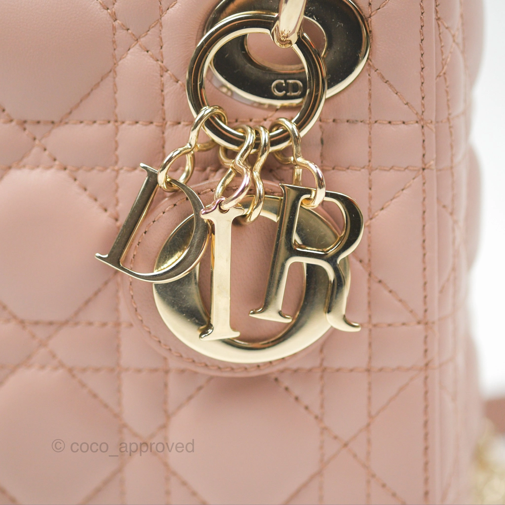 Christian Dior Mini Lady Dior Blush Cannage Lambskin Gold Hardware