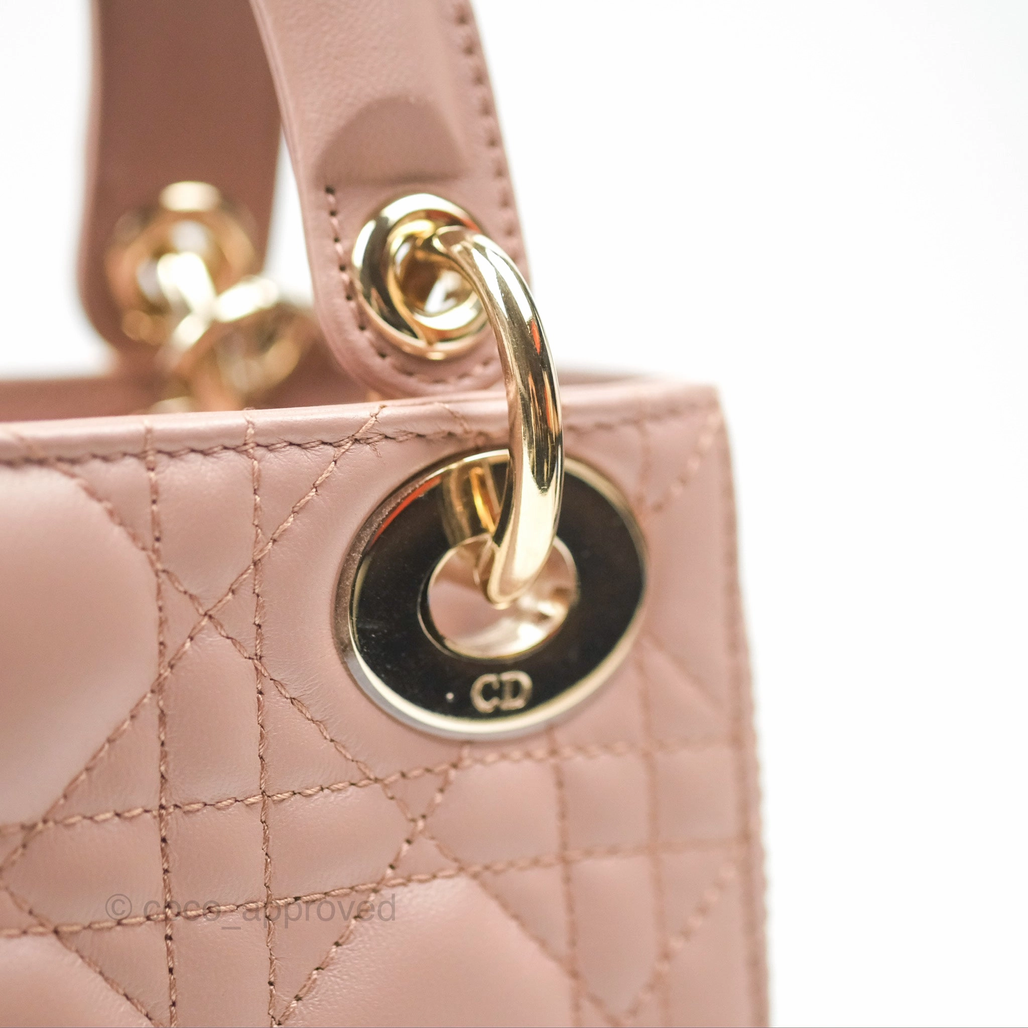 Christian Dior Mini Lady Dior Blush Cannage Lambskin Gold Hardware