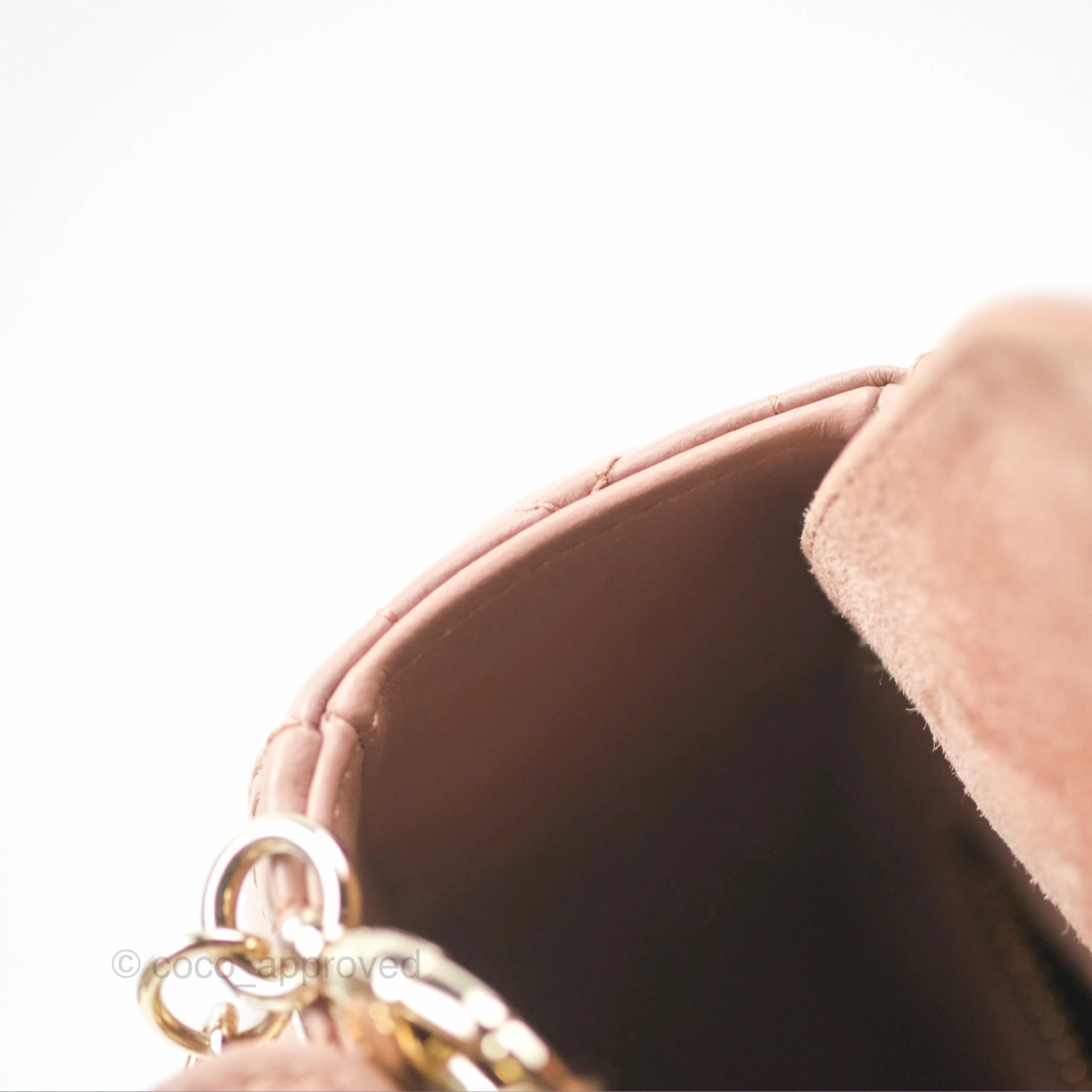 Christian Dior Mini Lady Dior Blush Cannage Lambskin Gold Hardware