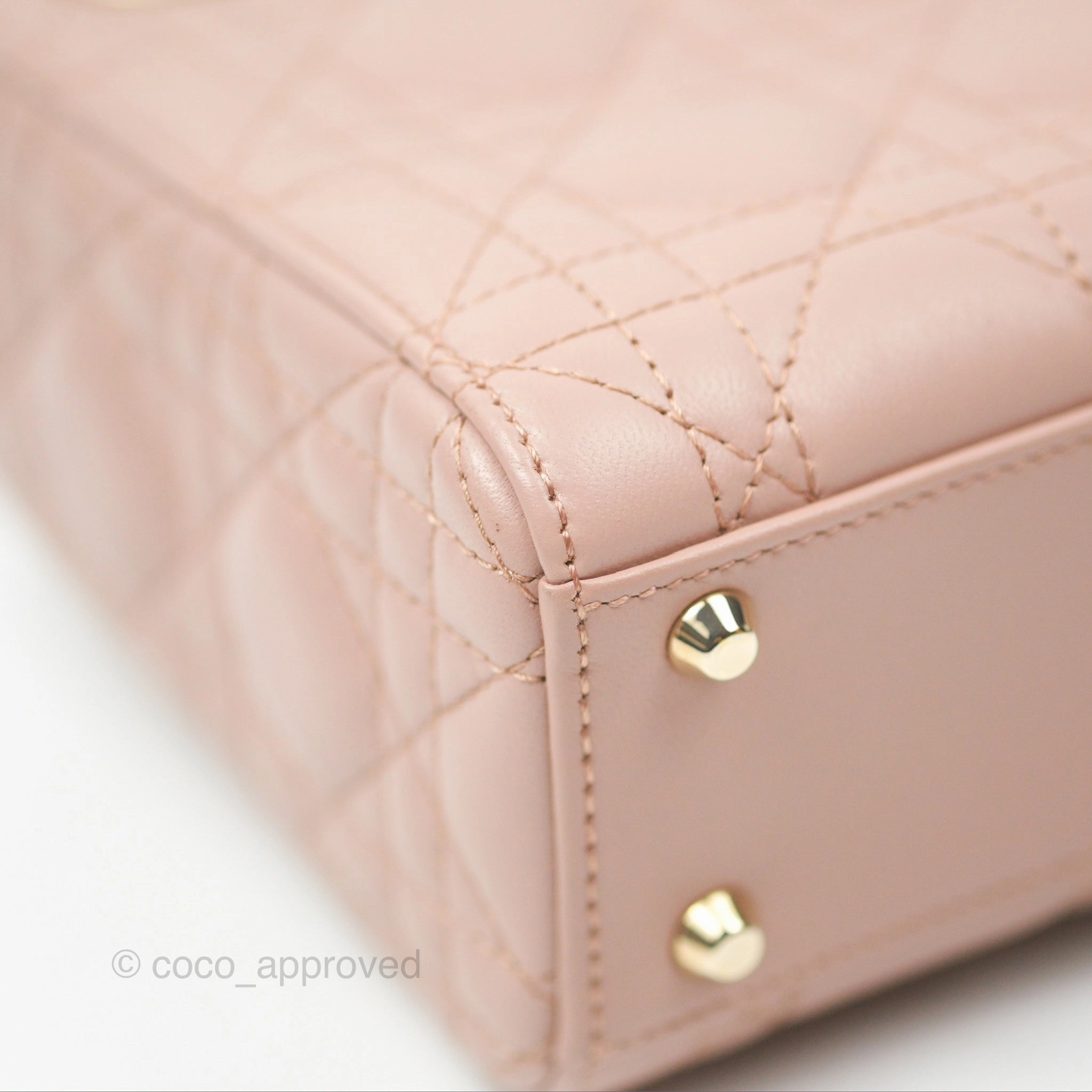 Christian Dior Mini Lady Dior Blush Cannage Lambskin Gold Hardware