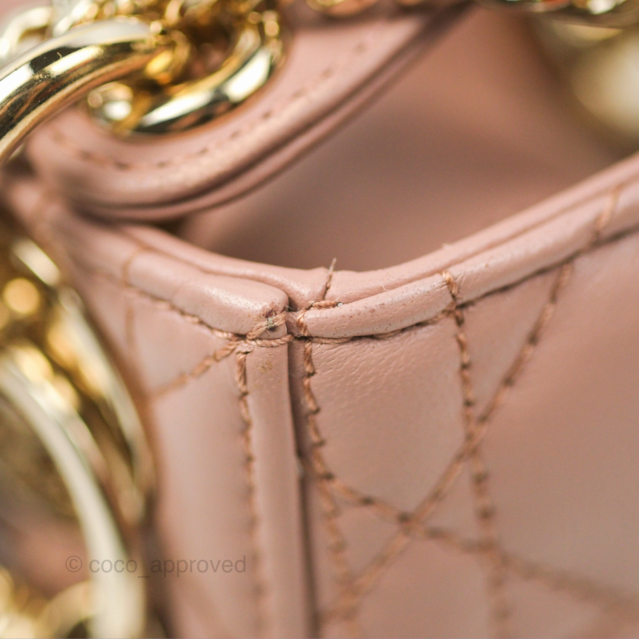Christian Dior Mini Lady Dior Blush Cannage Lambskin Gold Hardware