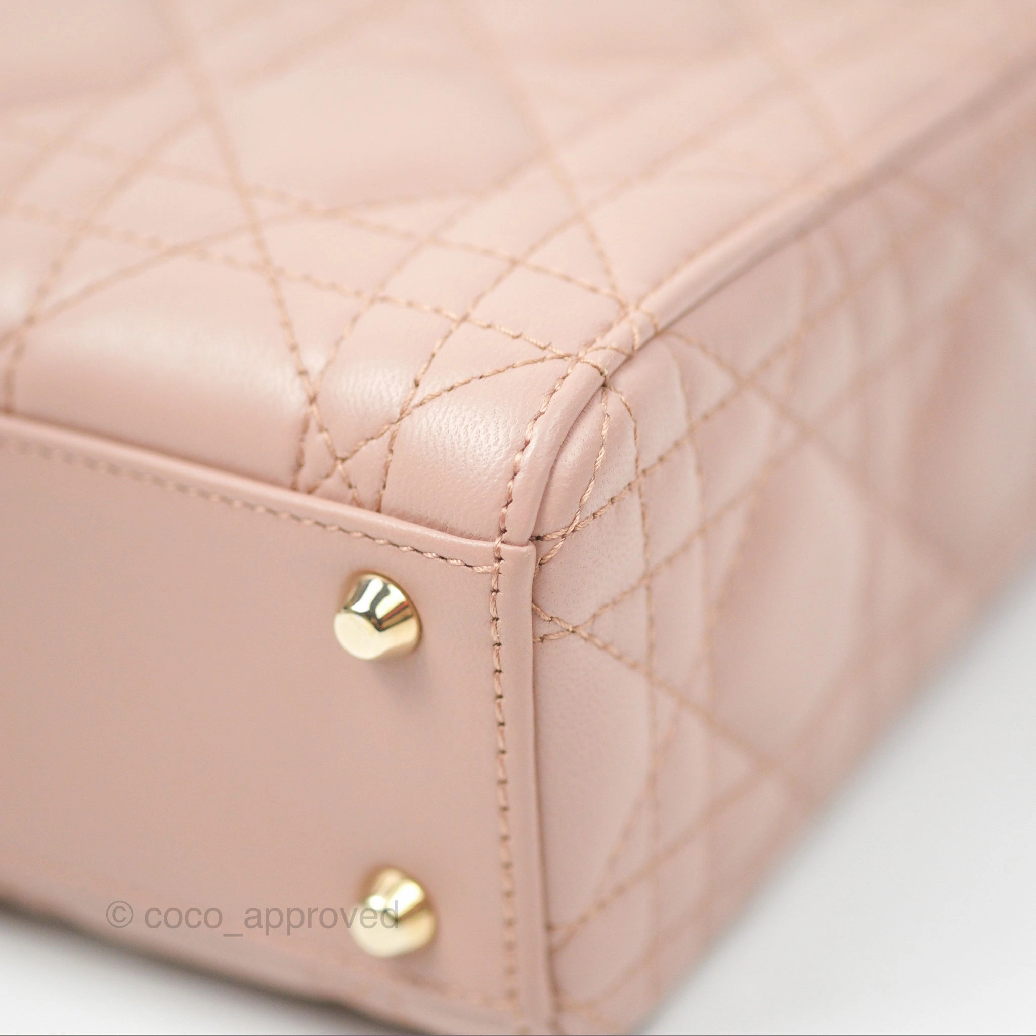 Christian Dior Mini Lady Dior Blush Cannage Lambskin Gold Hardware