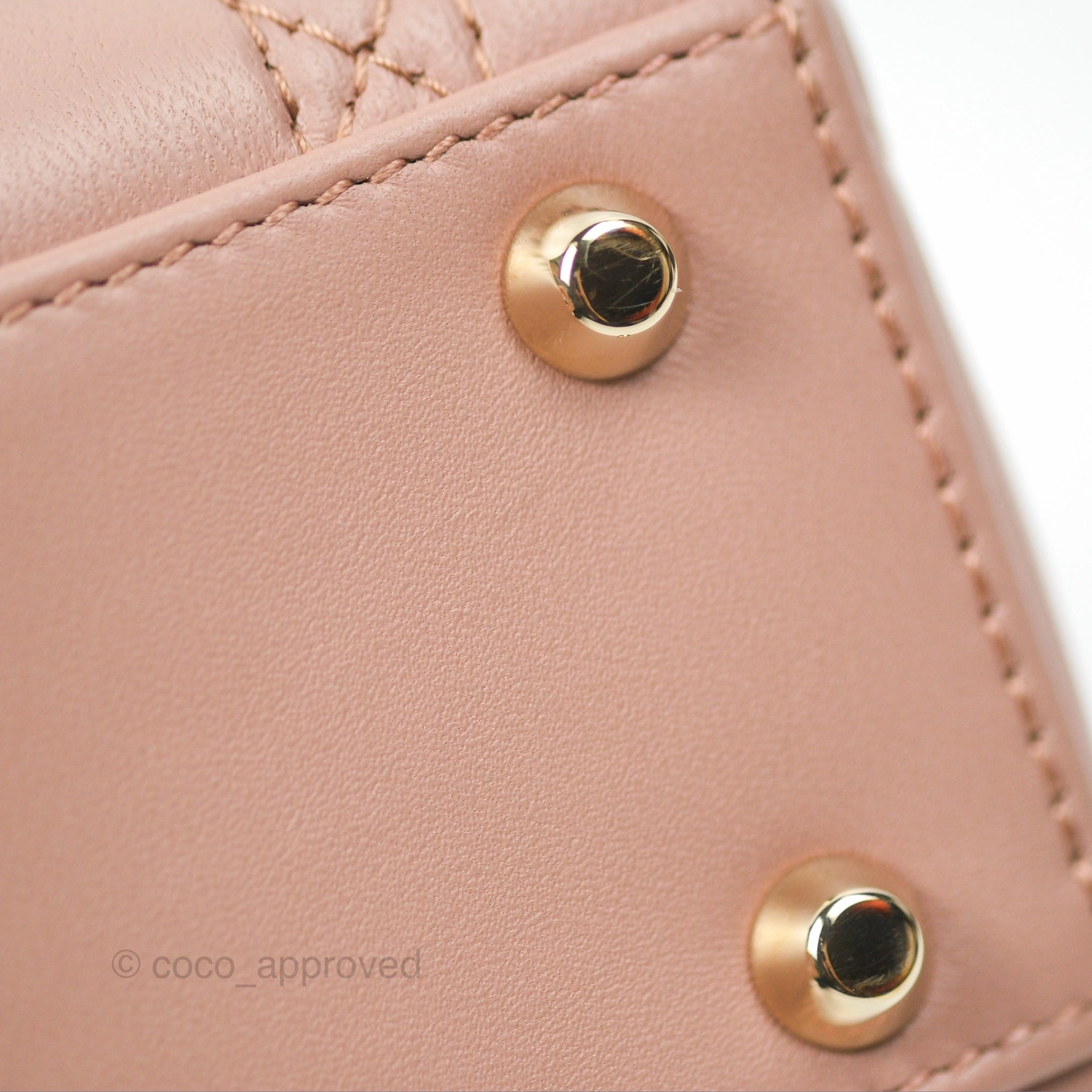 Christian Dior Mini Lady Dior Blush Cannage Lambskin Gold Hardware