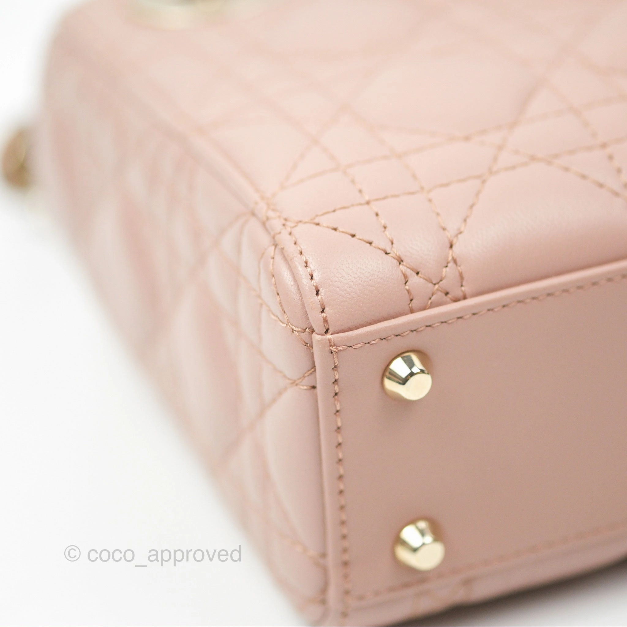 Christian Dior Mini Lady Dior Blush Cannage Lambskin Gold Hardware