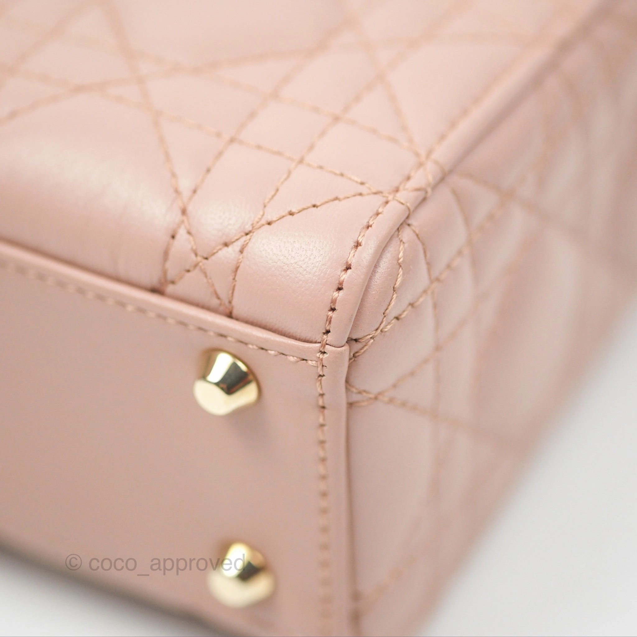 Christian Dior Mini Lady Dior Blush Cannage Lambskin Gold Hardware