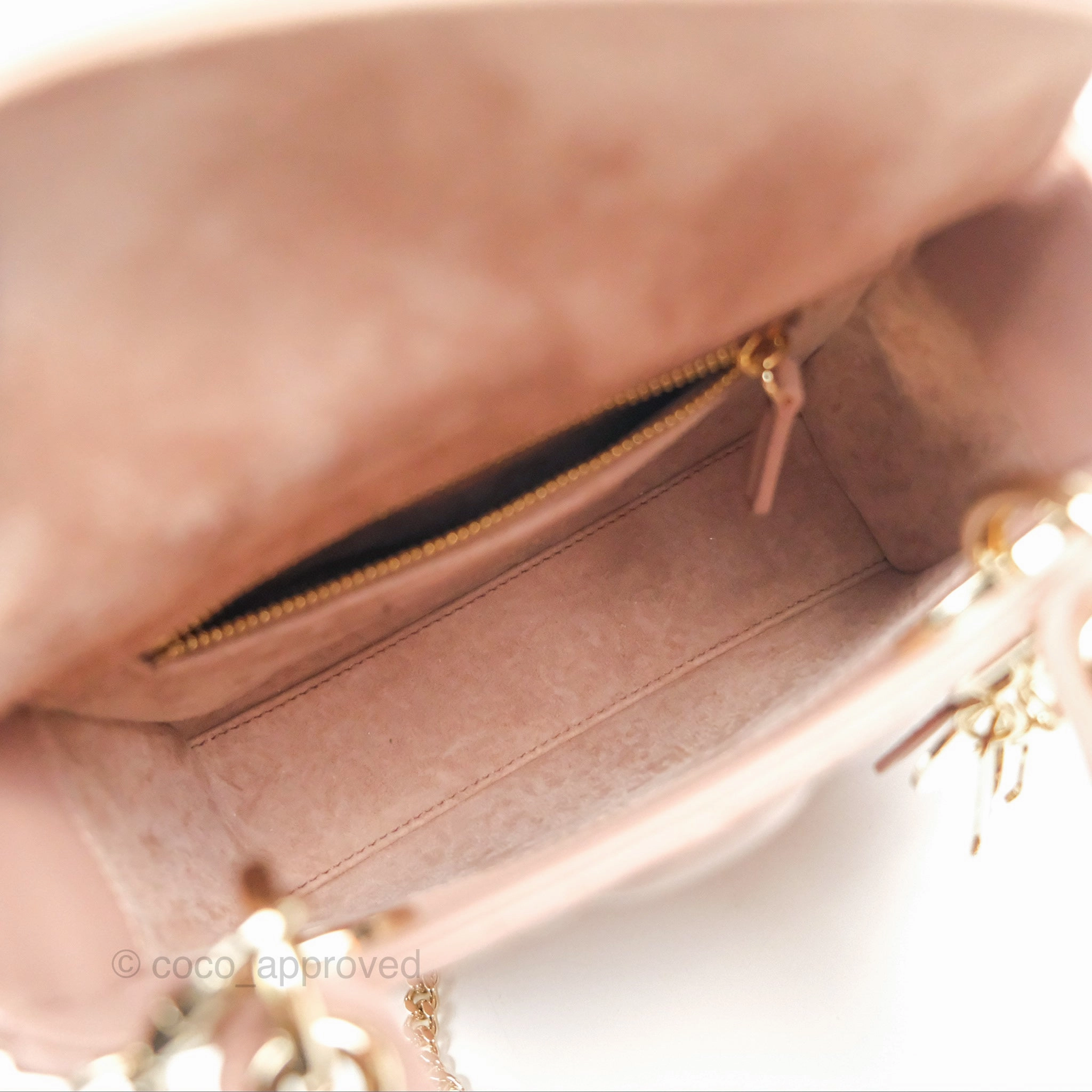 Christian Dior Mini Lady Dior Blush Cannage Lambskin Gold Hardware