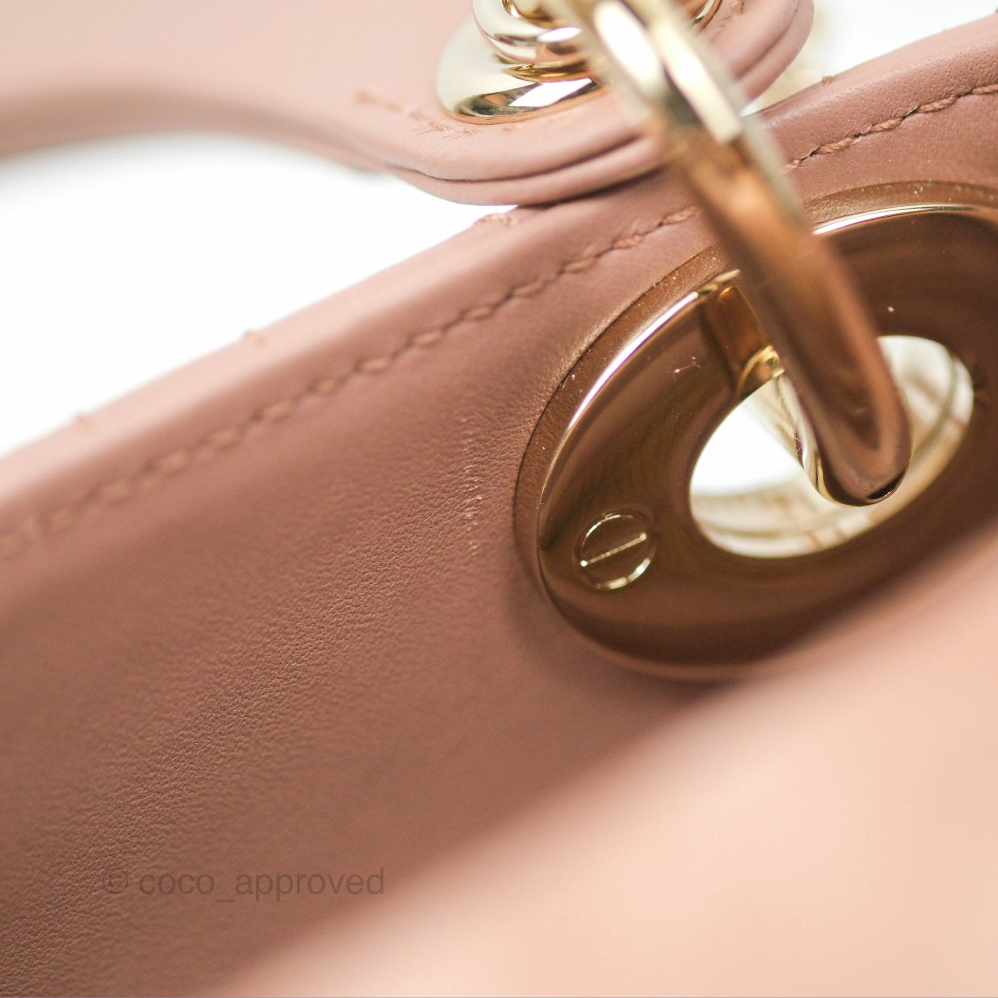 Christian Dior Mini Lady Dior Blush Cannage Lambskin Gold Hardware