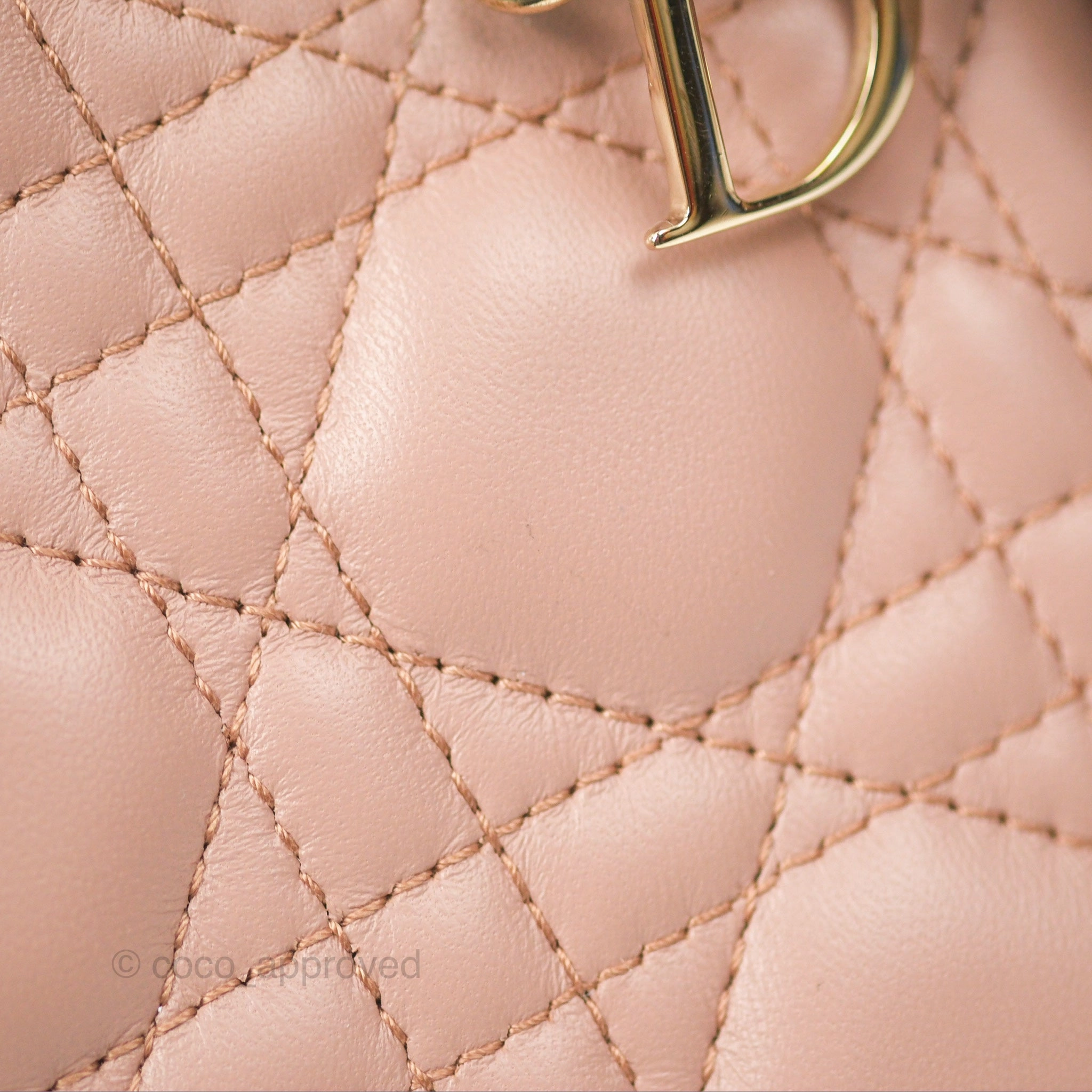 Christian Dior Mini Lady Dior Blush Cannage Lambskin Gold Hardware