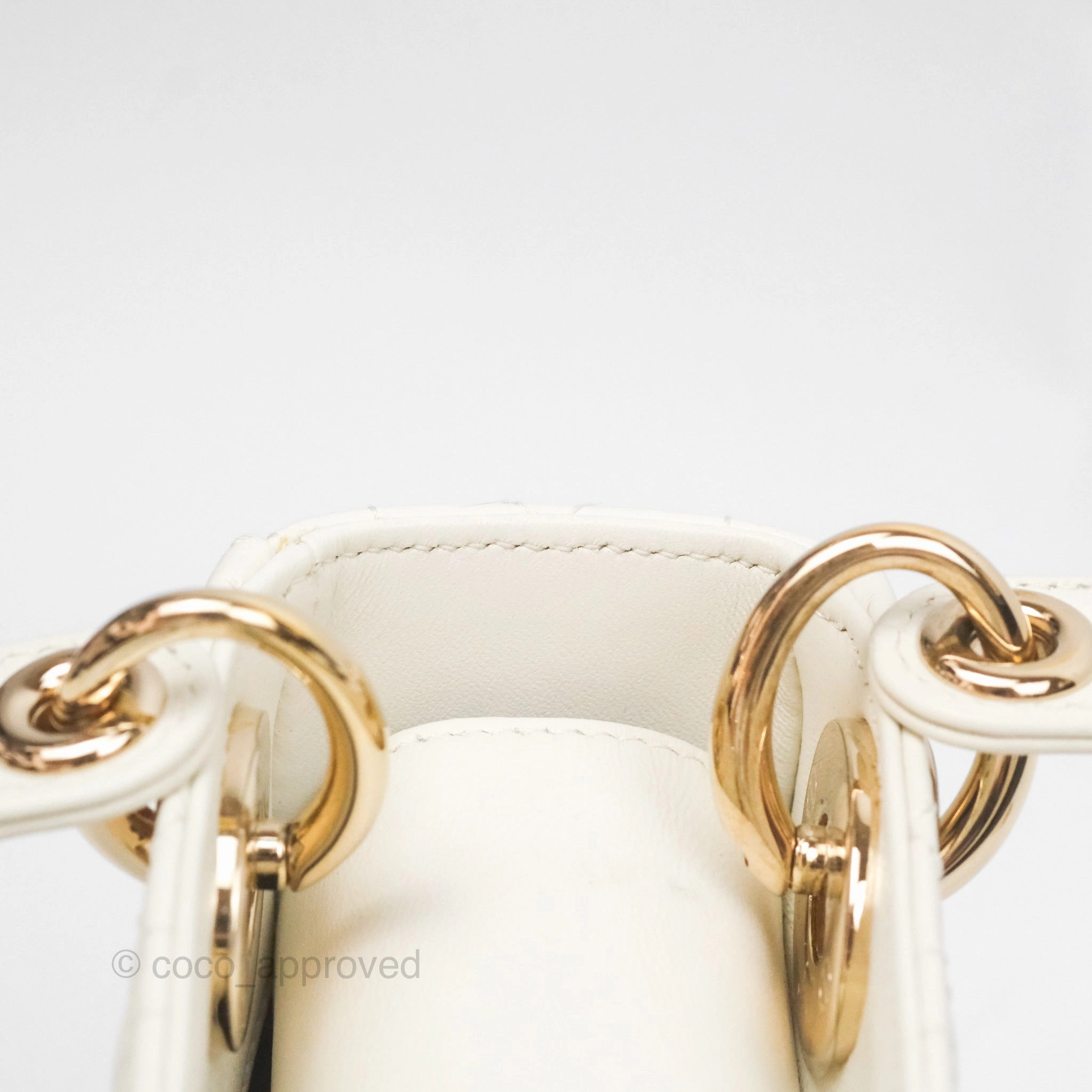 Christian Dior Mini Lady Dior Latte Cannage Lambskin Gold Hardware