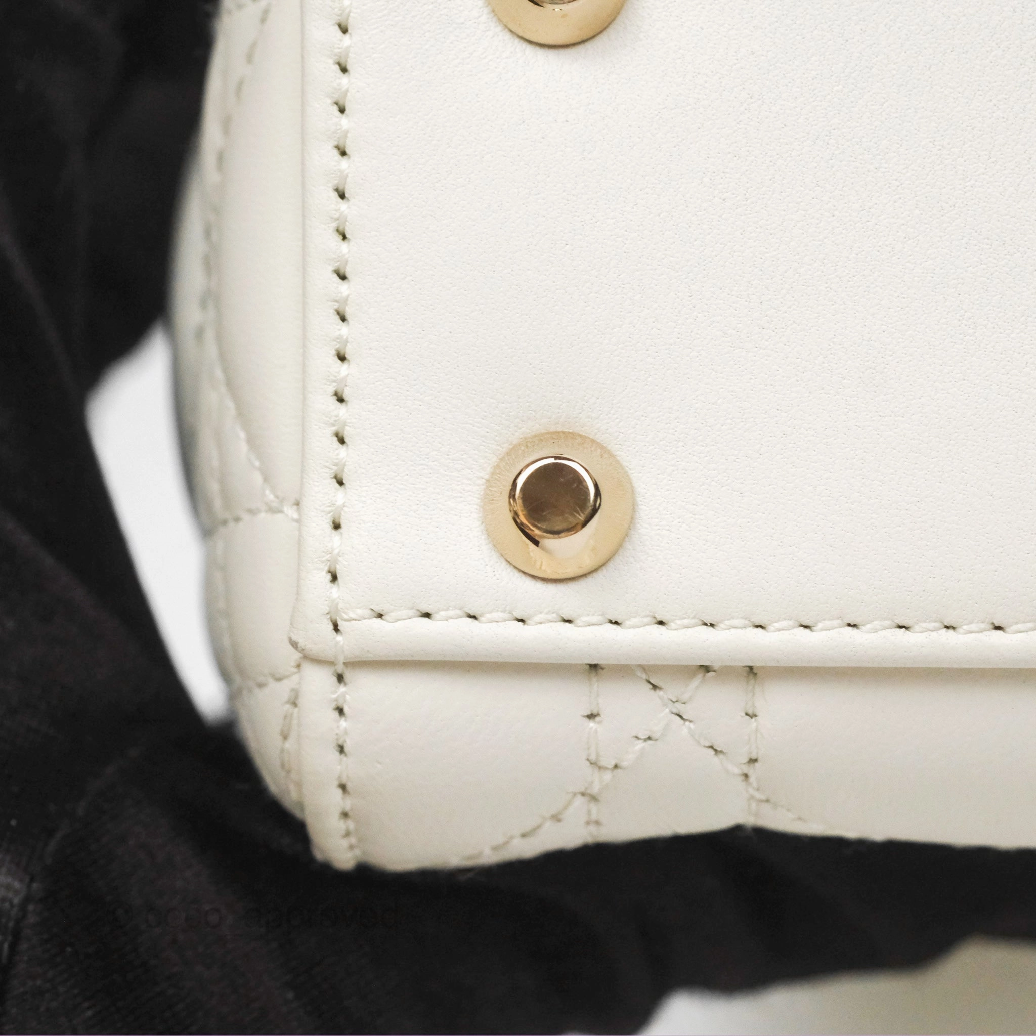 Christian Dior Mini Lady Dior Latte Cannage Lambskin Gold Hardware