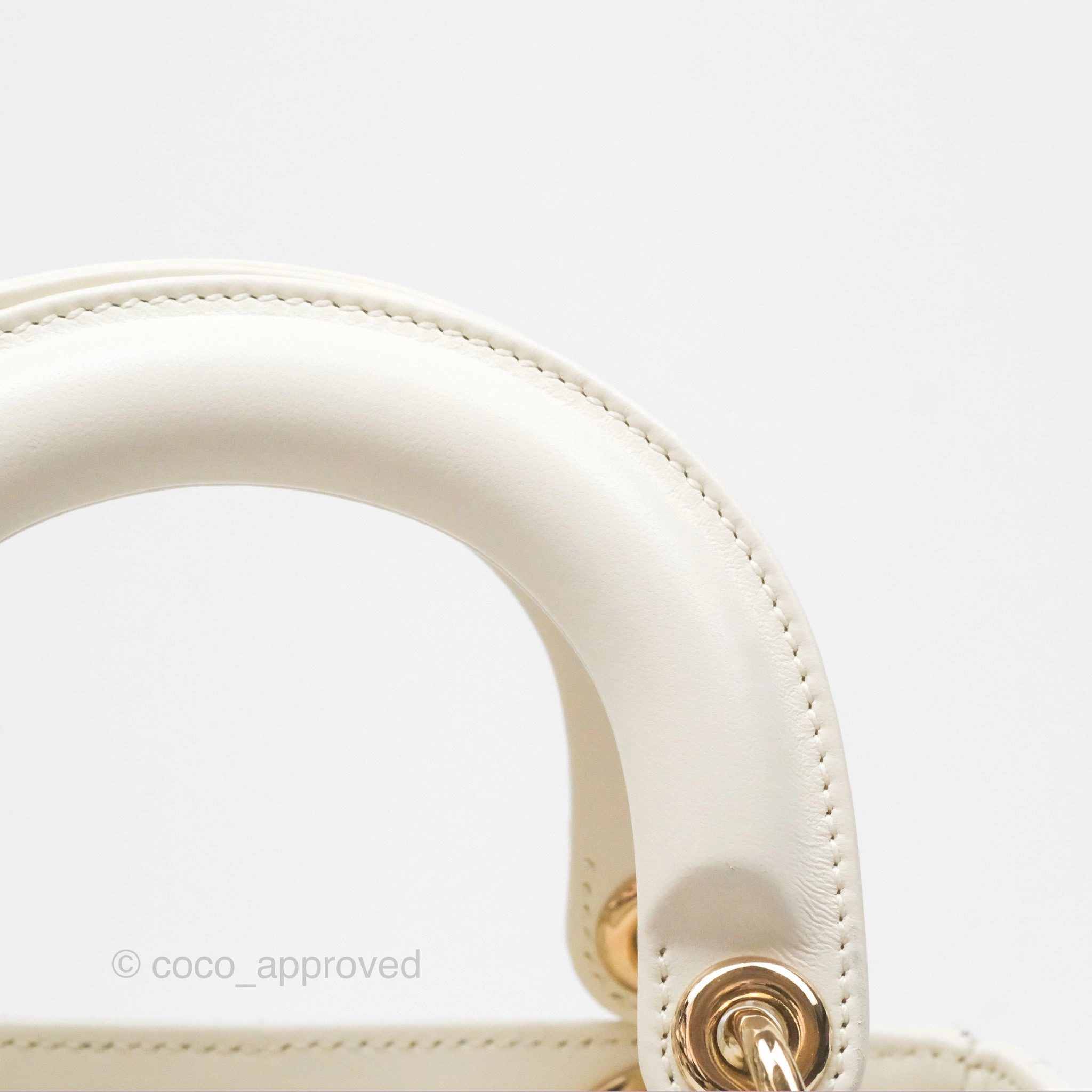 Christian Dior Mini Lady Dior Latte Cannage Lambskin Gold Hardware