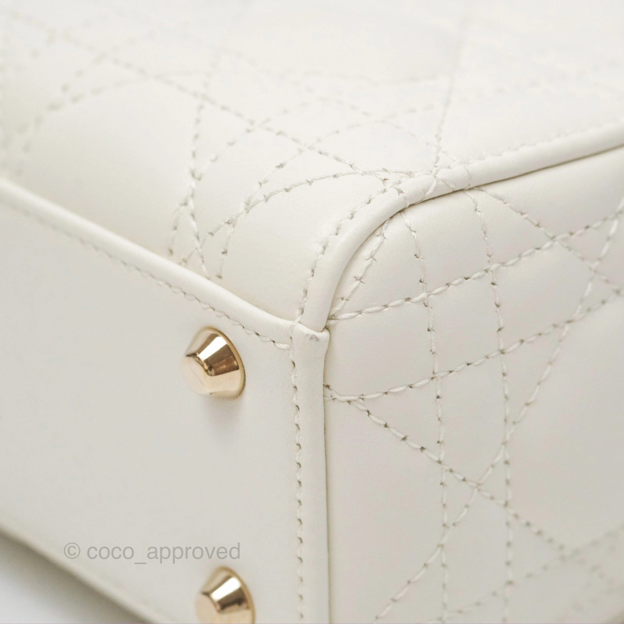 Christian Dior Mini Lady Dior Latte Cannage Lambskin Gold Hardware