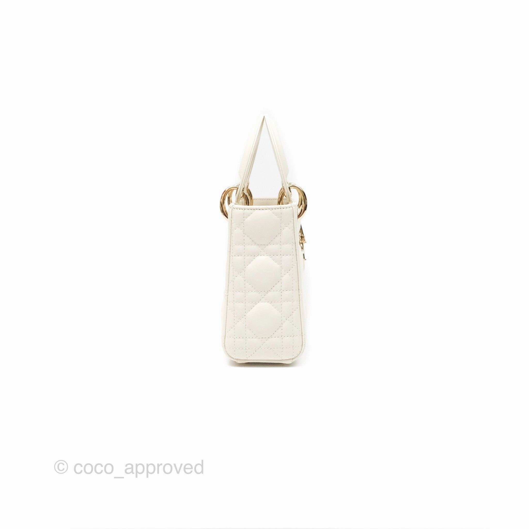 Christian Dior Mini Lady Dior Latte Cannage Lambskin Gold Hardware